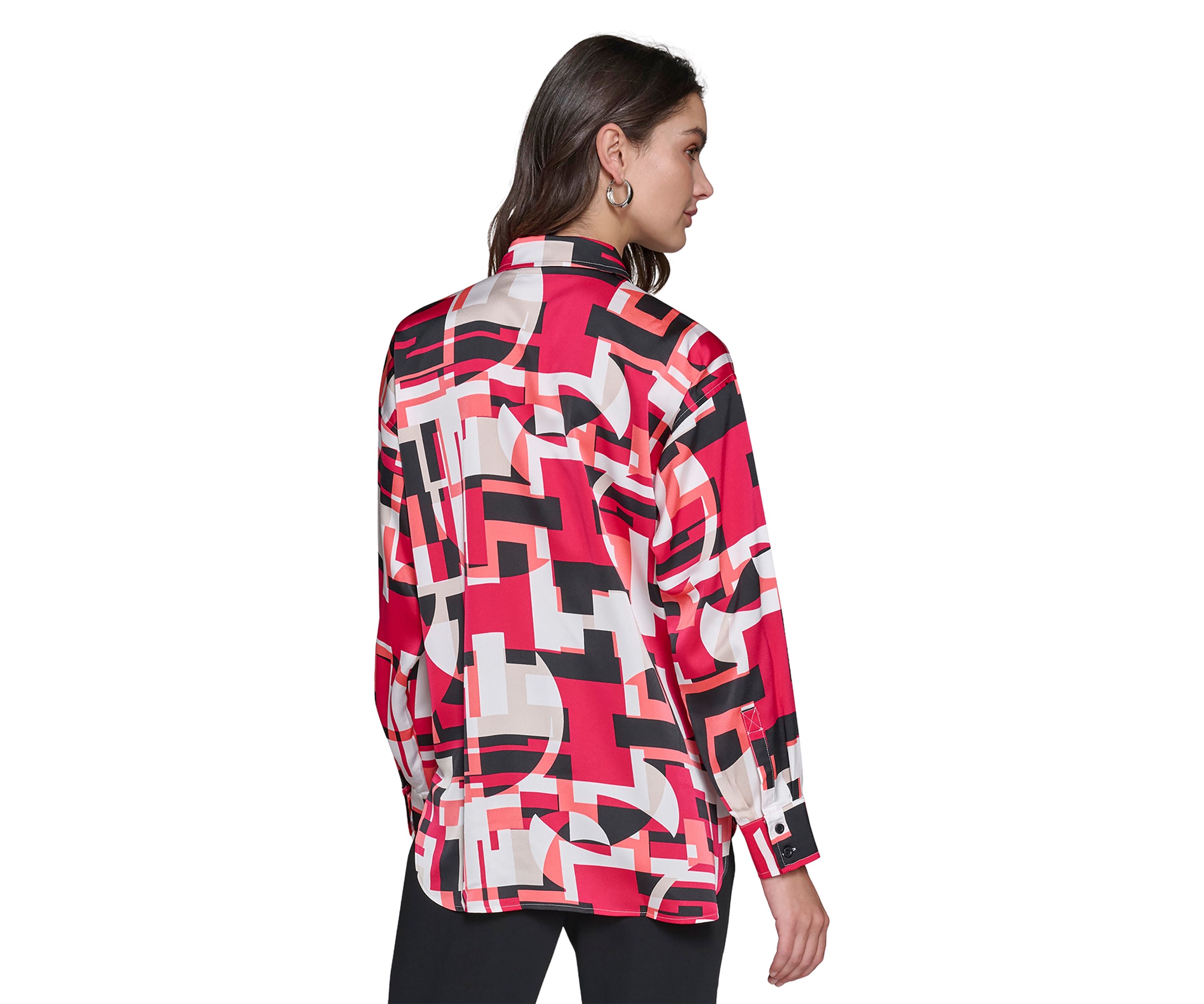 Womens Long Sleeve Printed Tunic Blouse