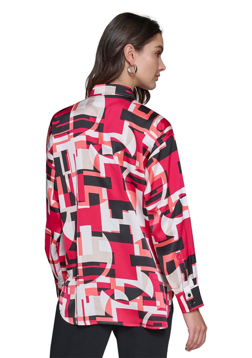 Womens Long Sleeve Printed Tunic Blouse