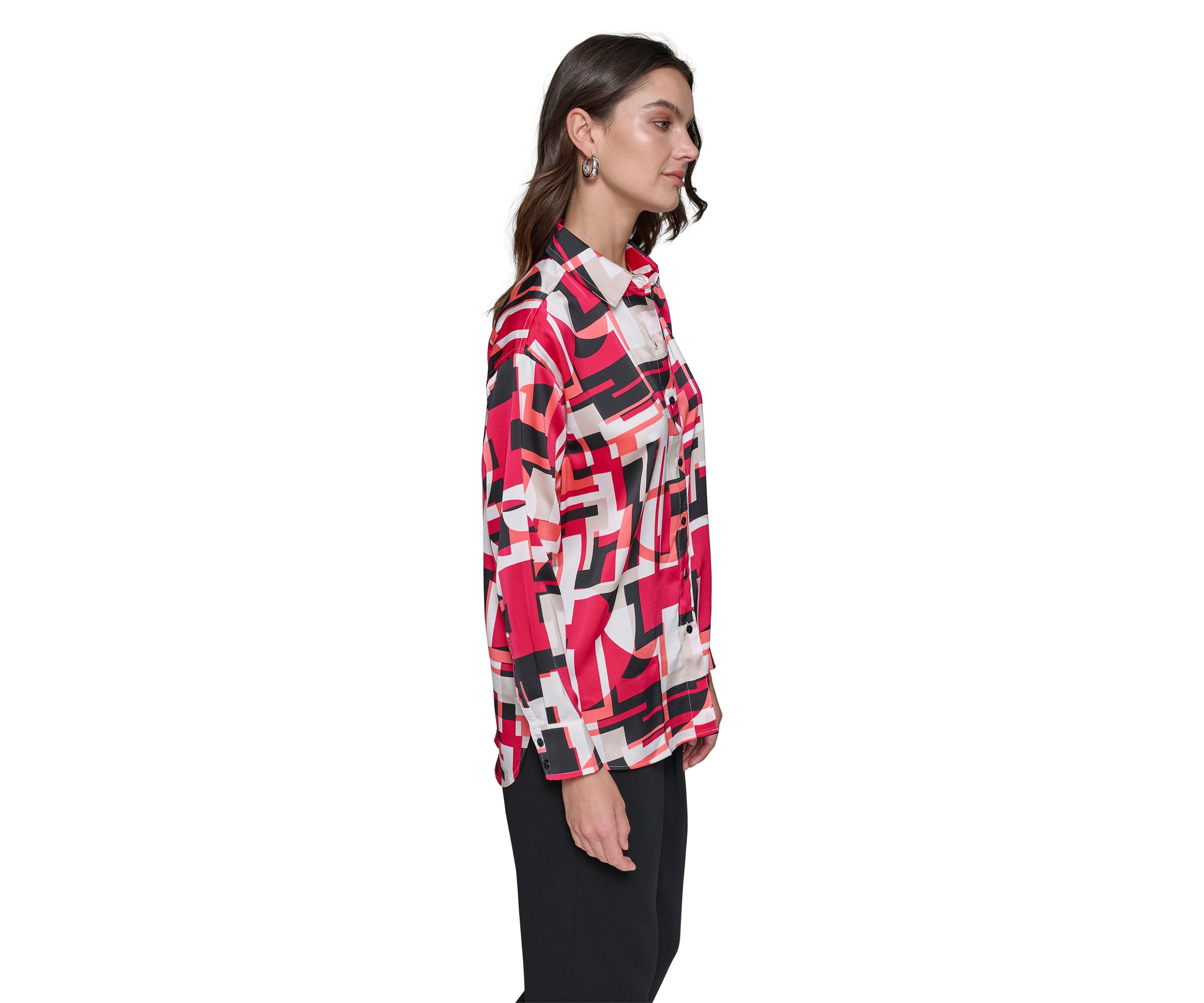 Womens Long Sleeve Printed Tunic Blouse