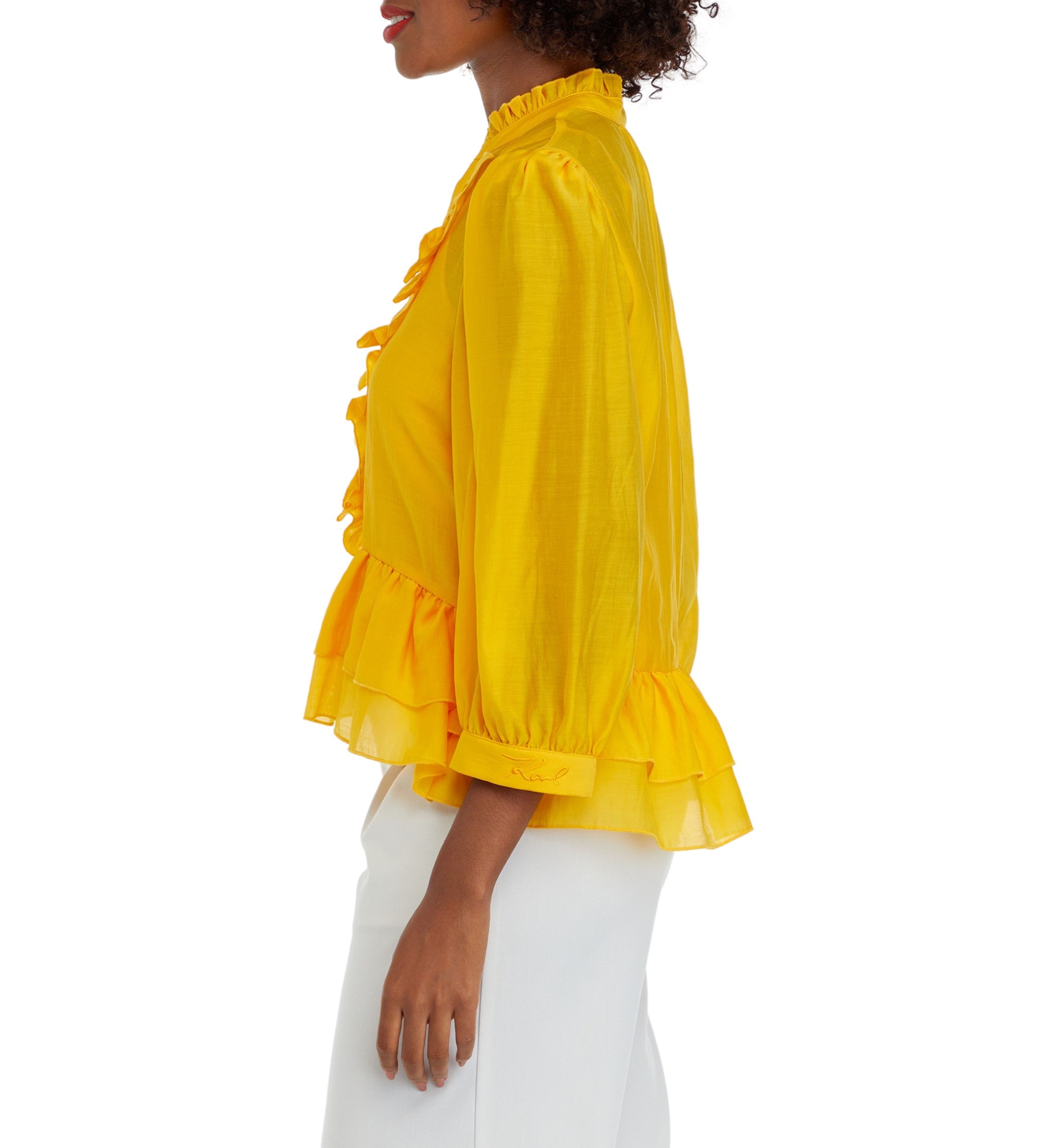 Womens 3/4 Sleeve Ruffle Peplum Blouse