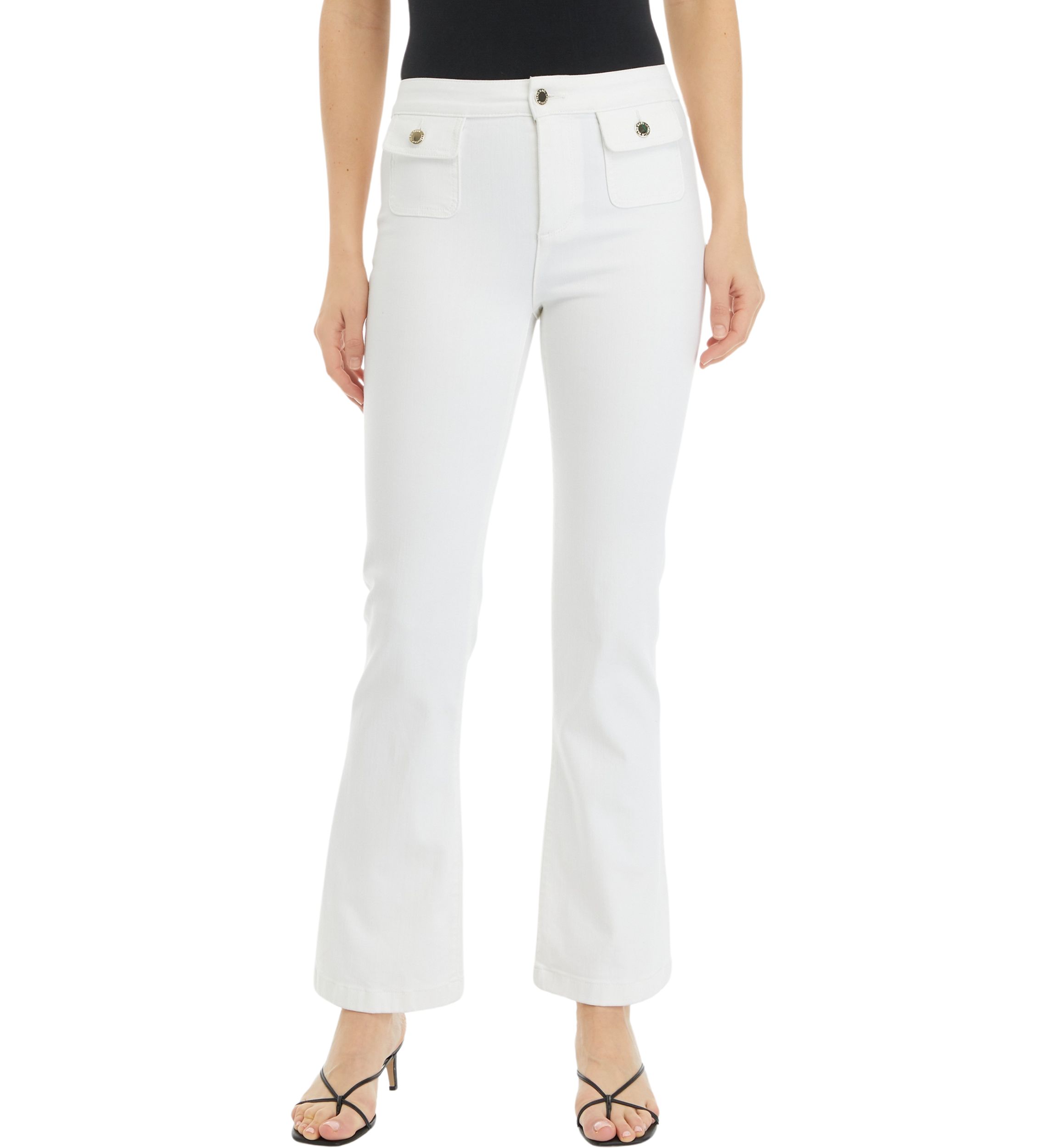 Womens Front Flap Pocket Flare Denim Jeans