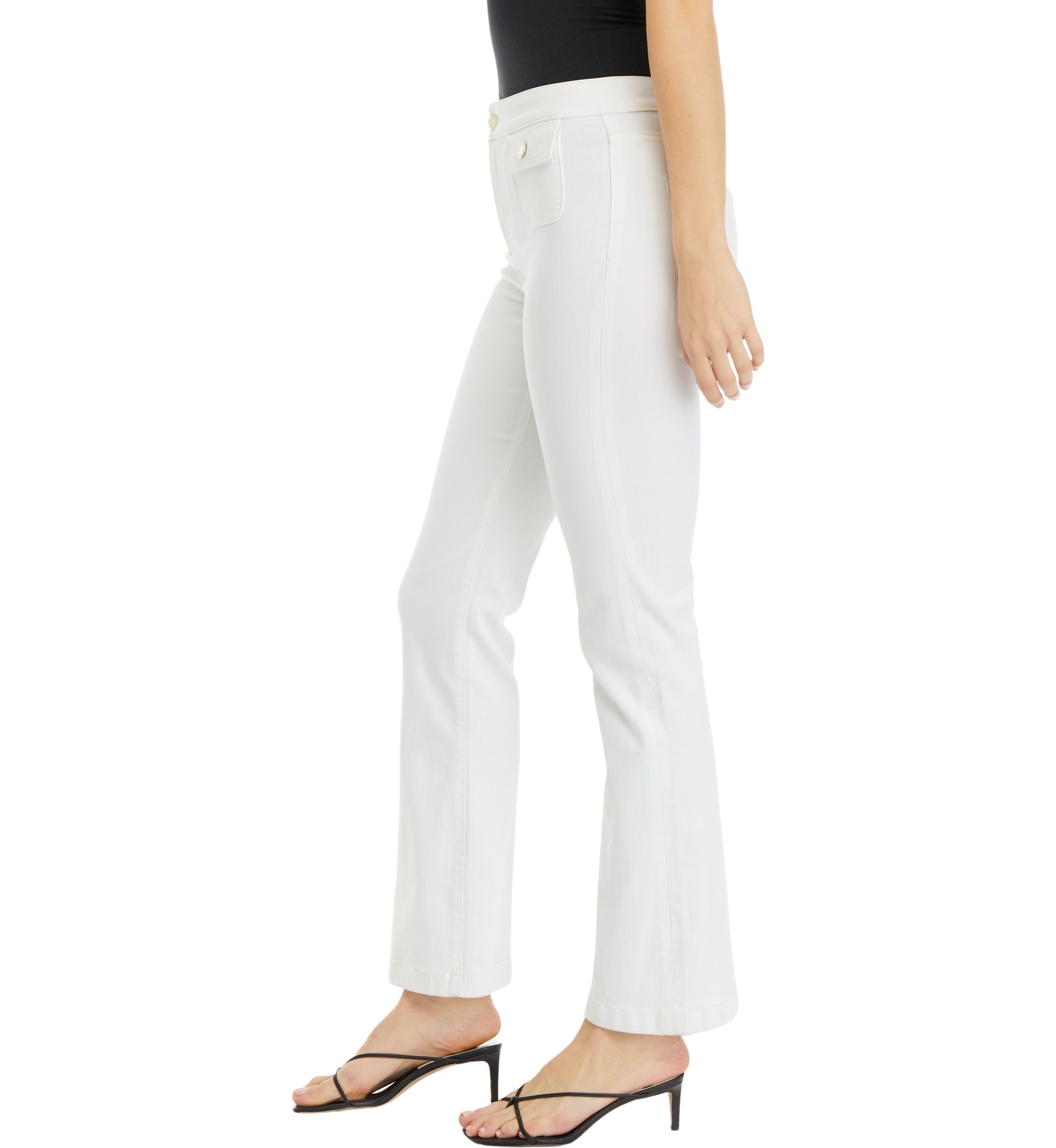 Womens Front Flap Pocket Flare Denim Jeans