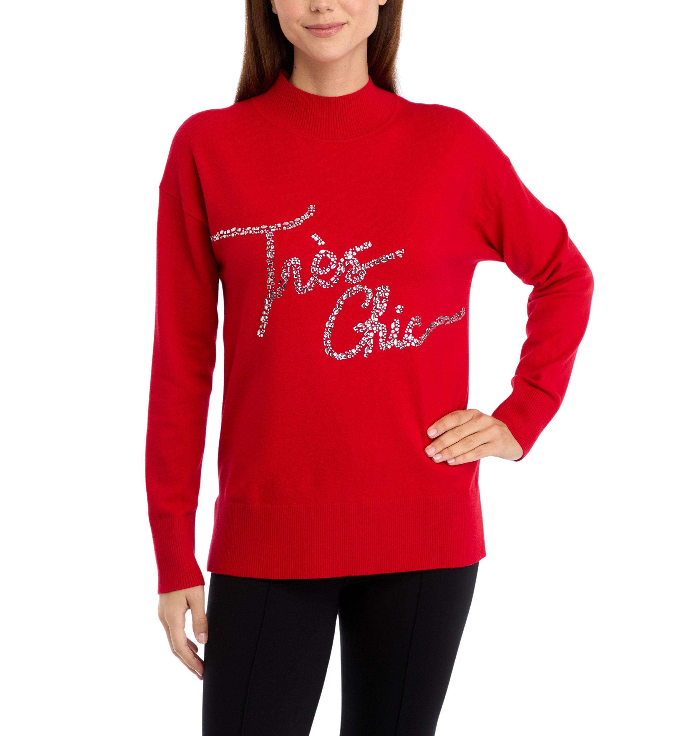 Womens Très Chic Mock Neck Sweater