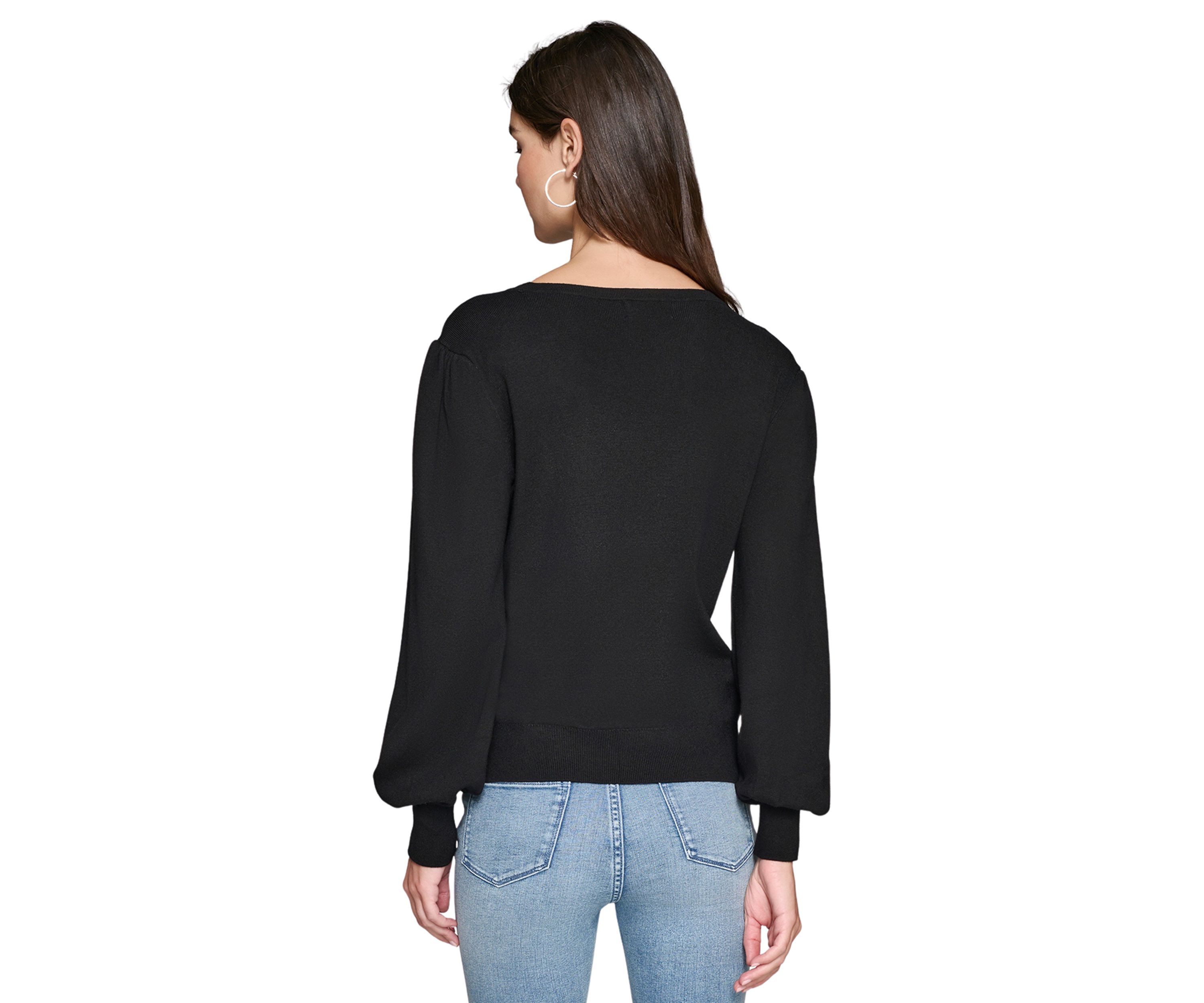 Womens Embroidered Crew Neck Sweater 
