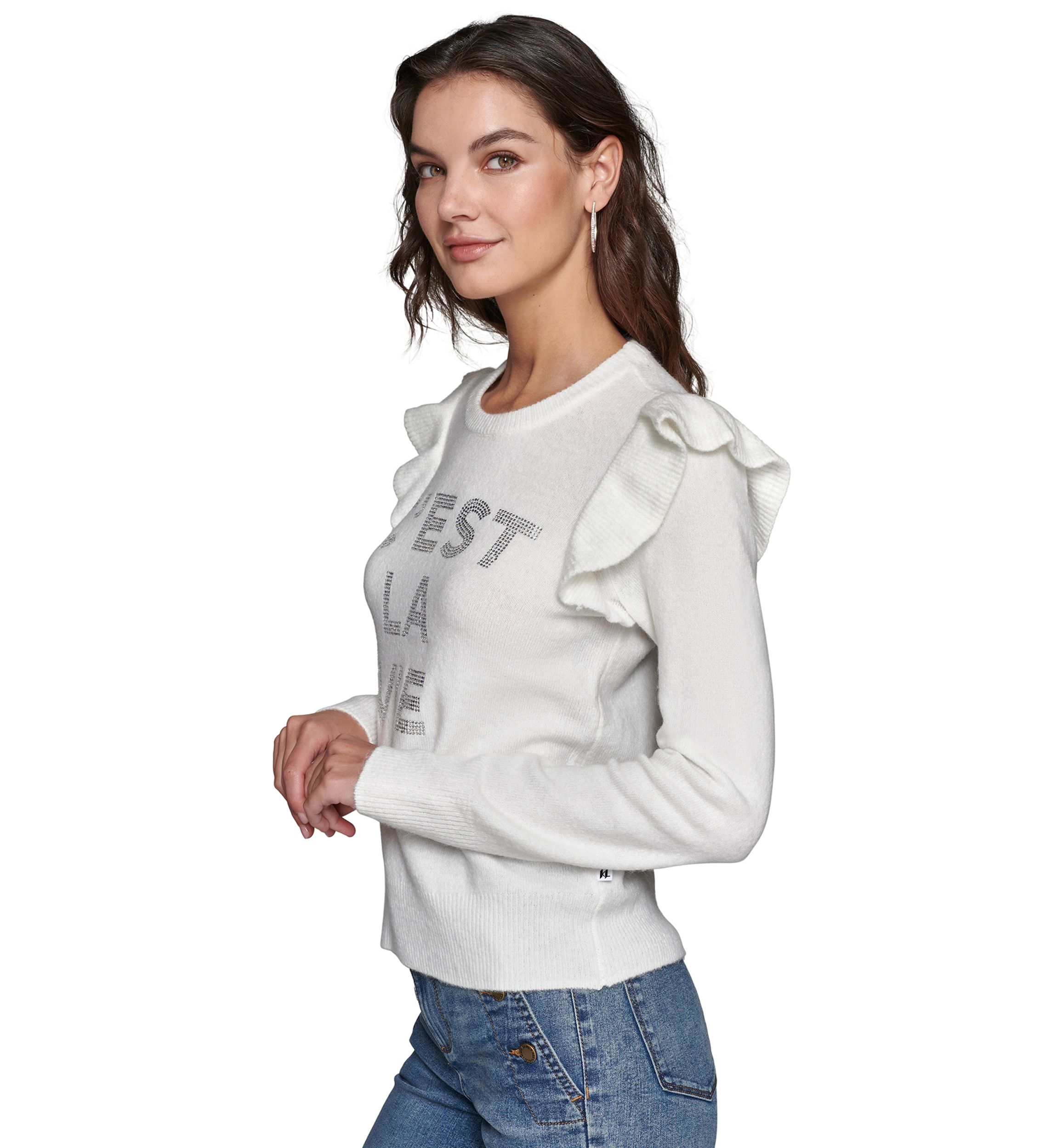 Womens Cest La Vie Ruffle Sweater