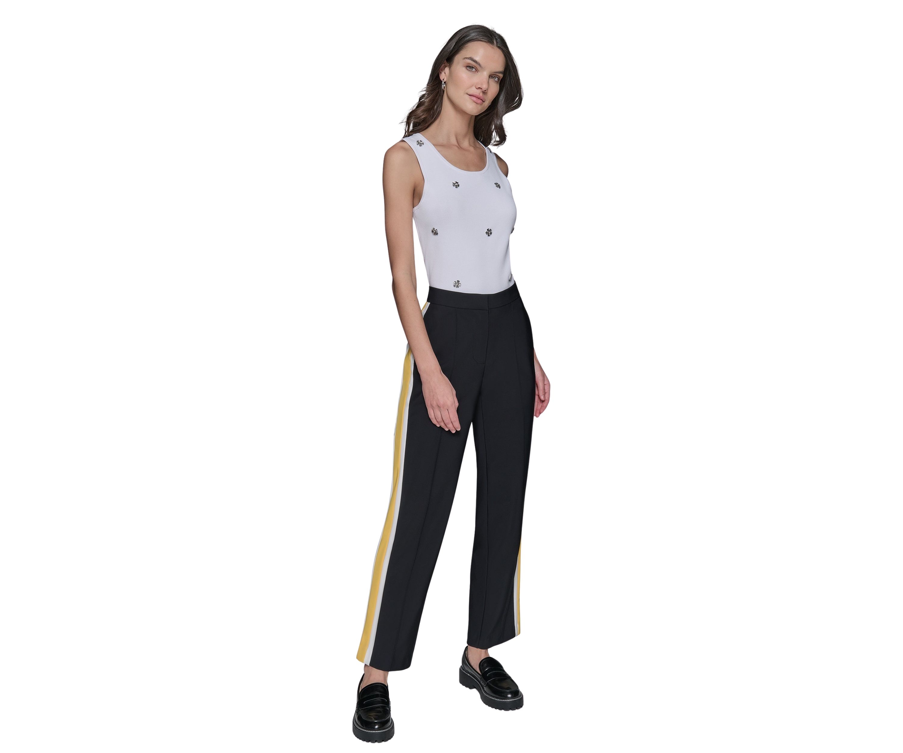 Womens Tuxedo Side Stripe Wide Leg Pants