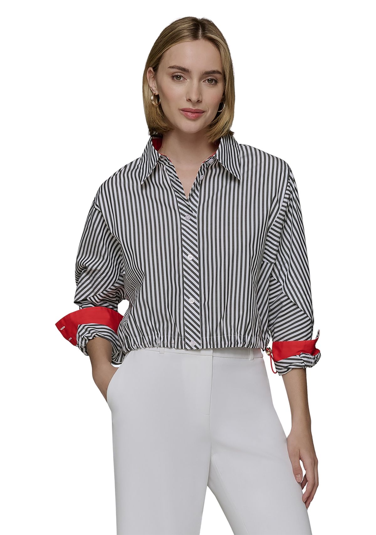 Womens Long Sleeve Vertical Stripe Shirt 