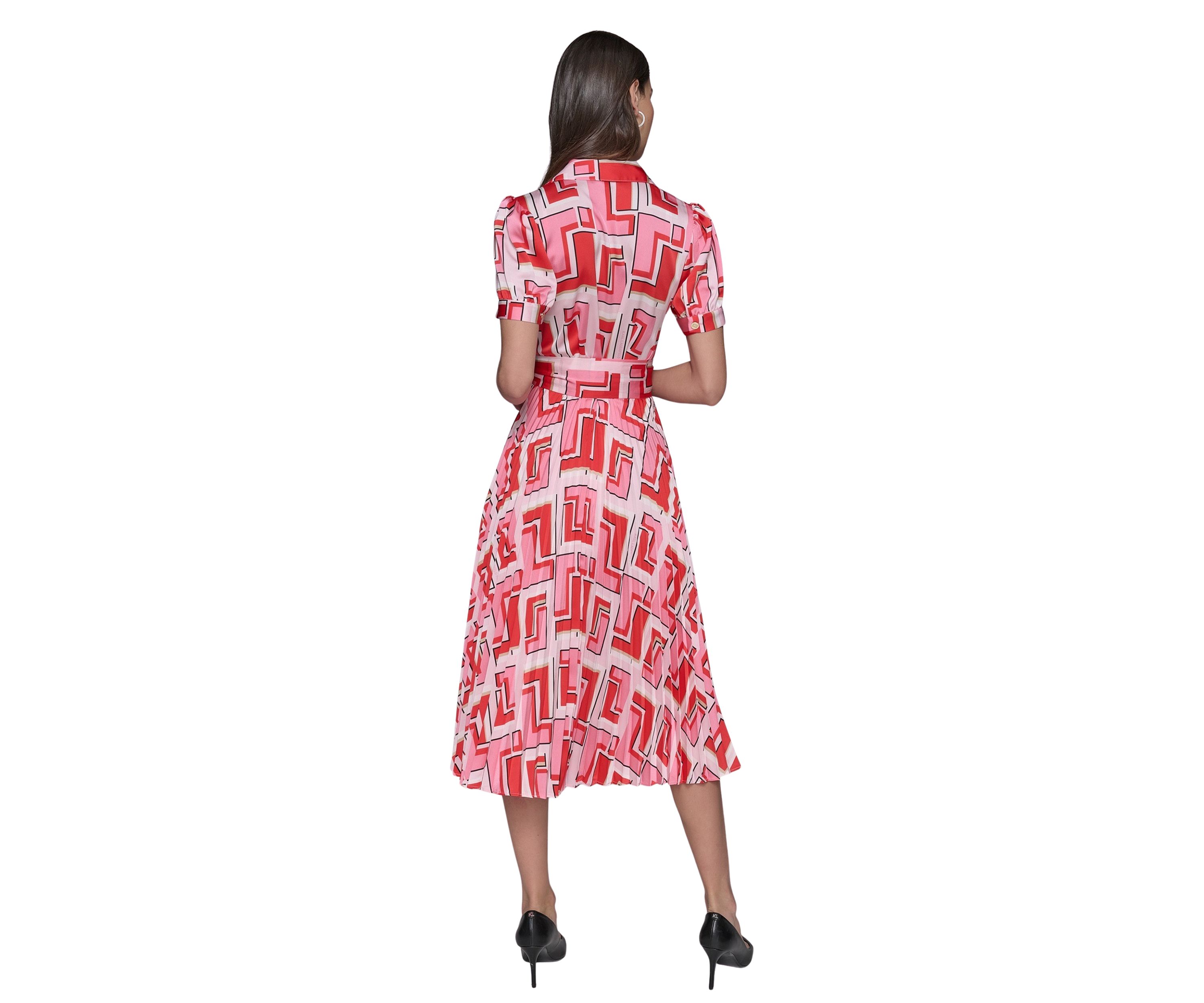 Womens Short Sleeve Geometric Printed Shirtdress 