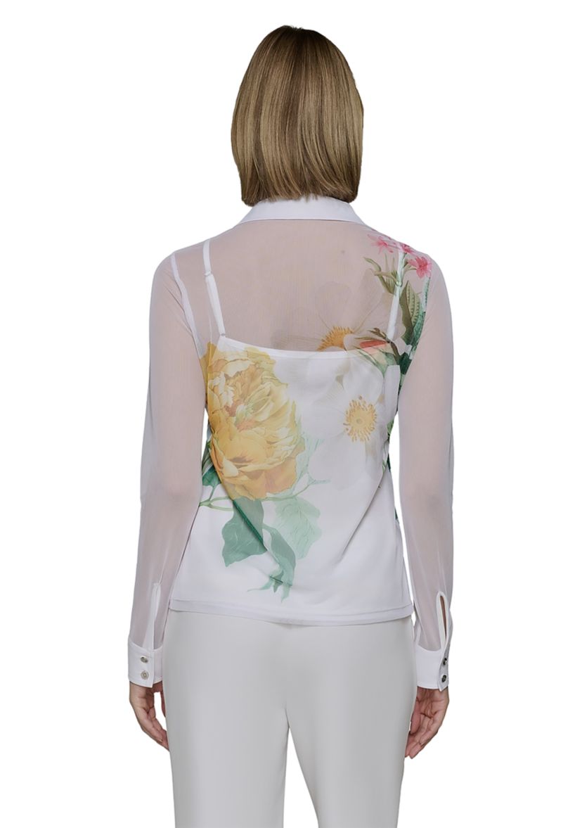 Womens Long Sleeve Placed Floral Blouse
