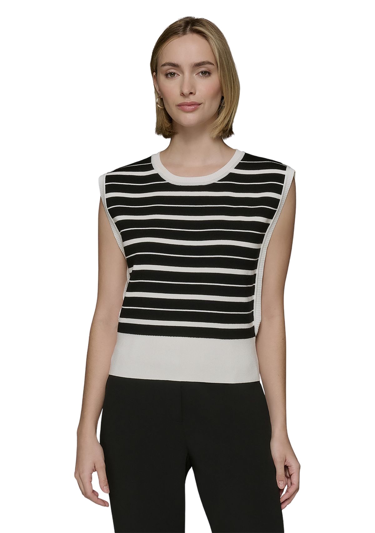 Womens Sleeveless Striped Sweater 