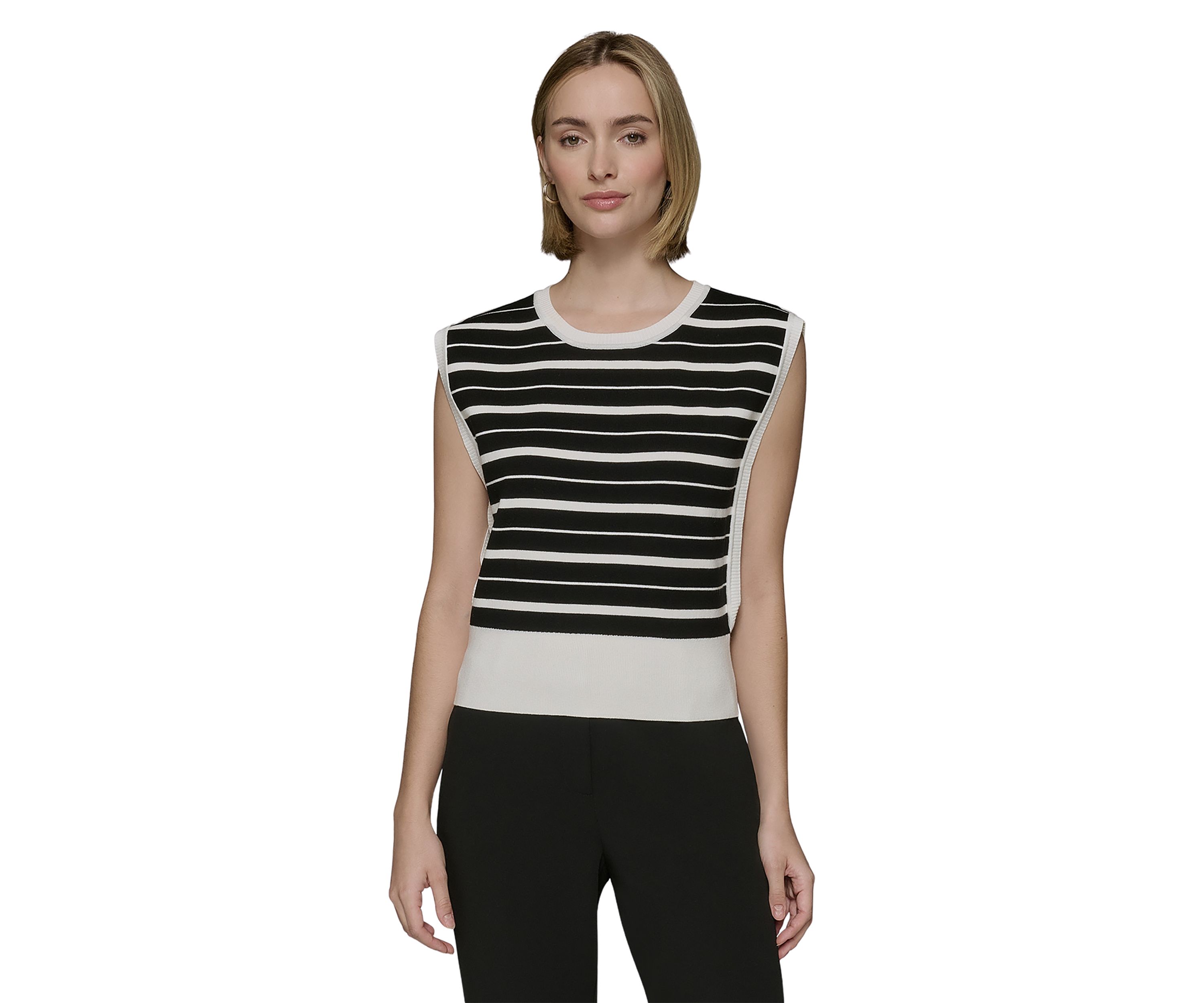 Womens Sleeveless Striped Sweater 