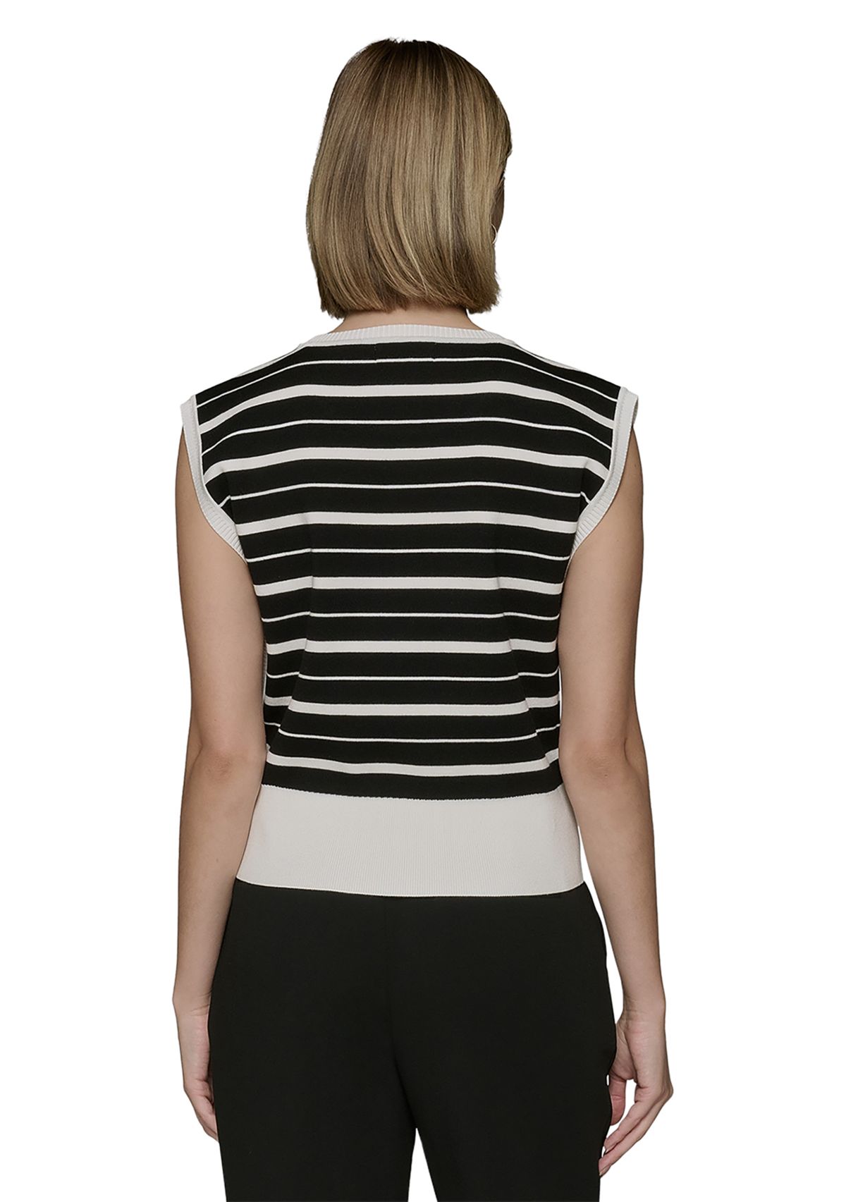 Womens Sleeveless Striped Sweater 