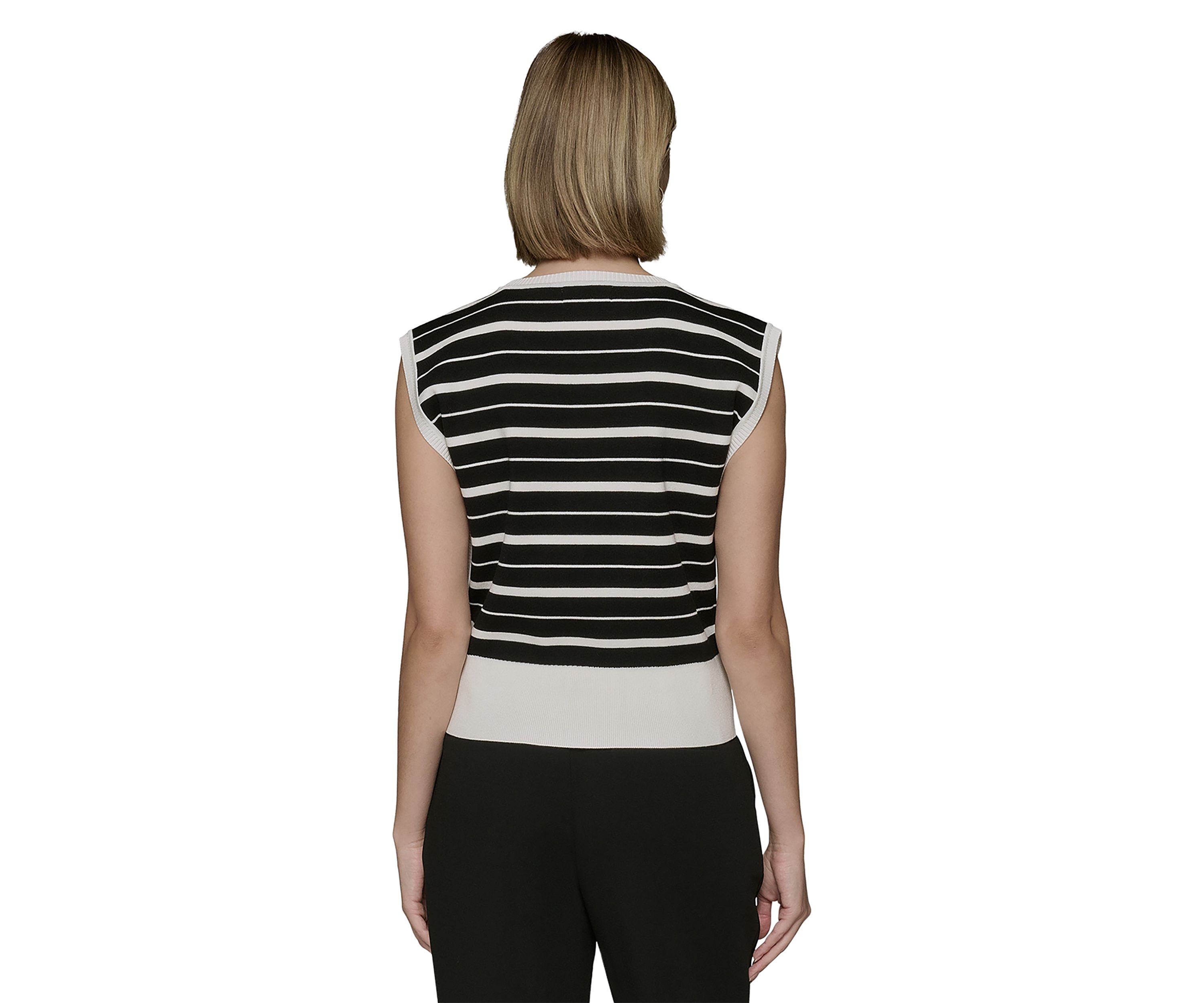 Womens Sleeveless Striped Sweater 