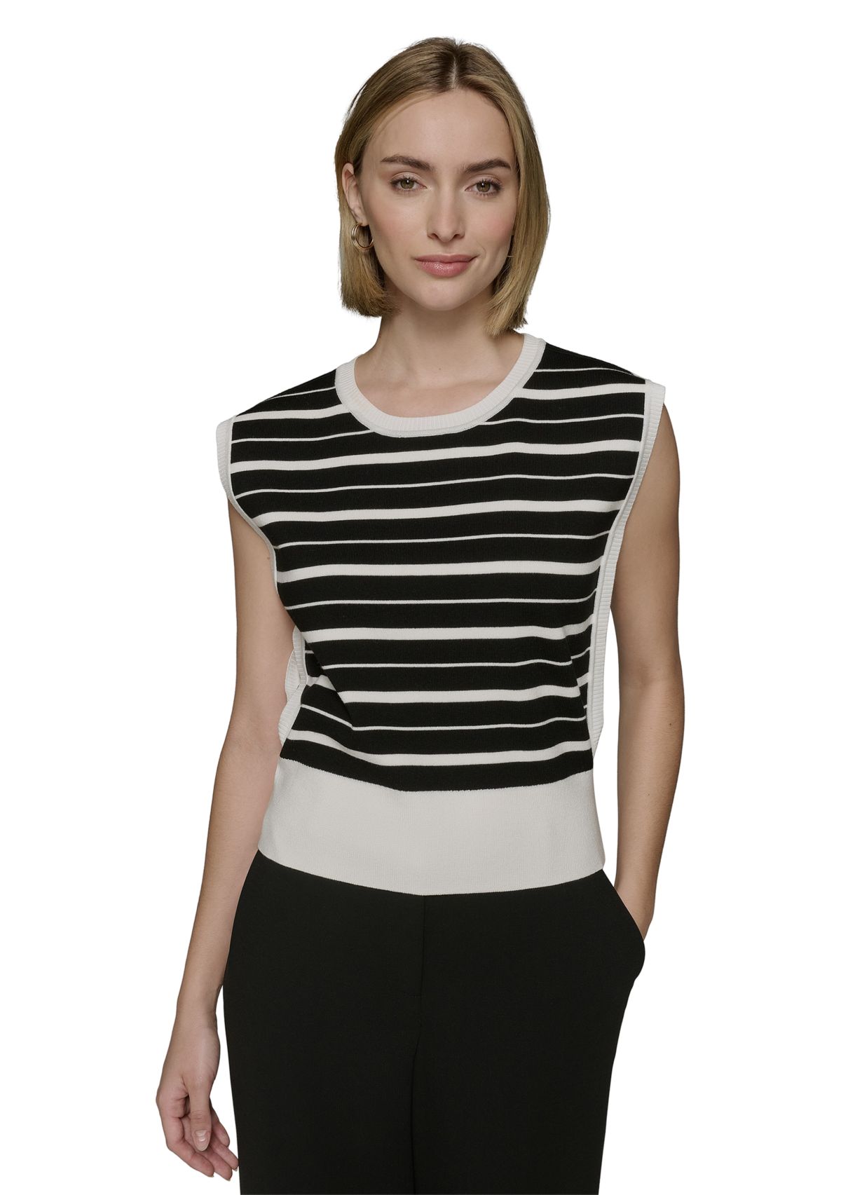 Womens Sleeveless Striped Sweater 
