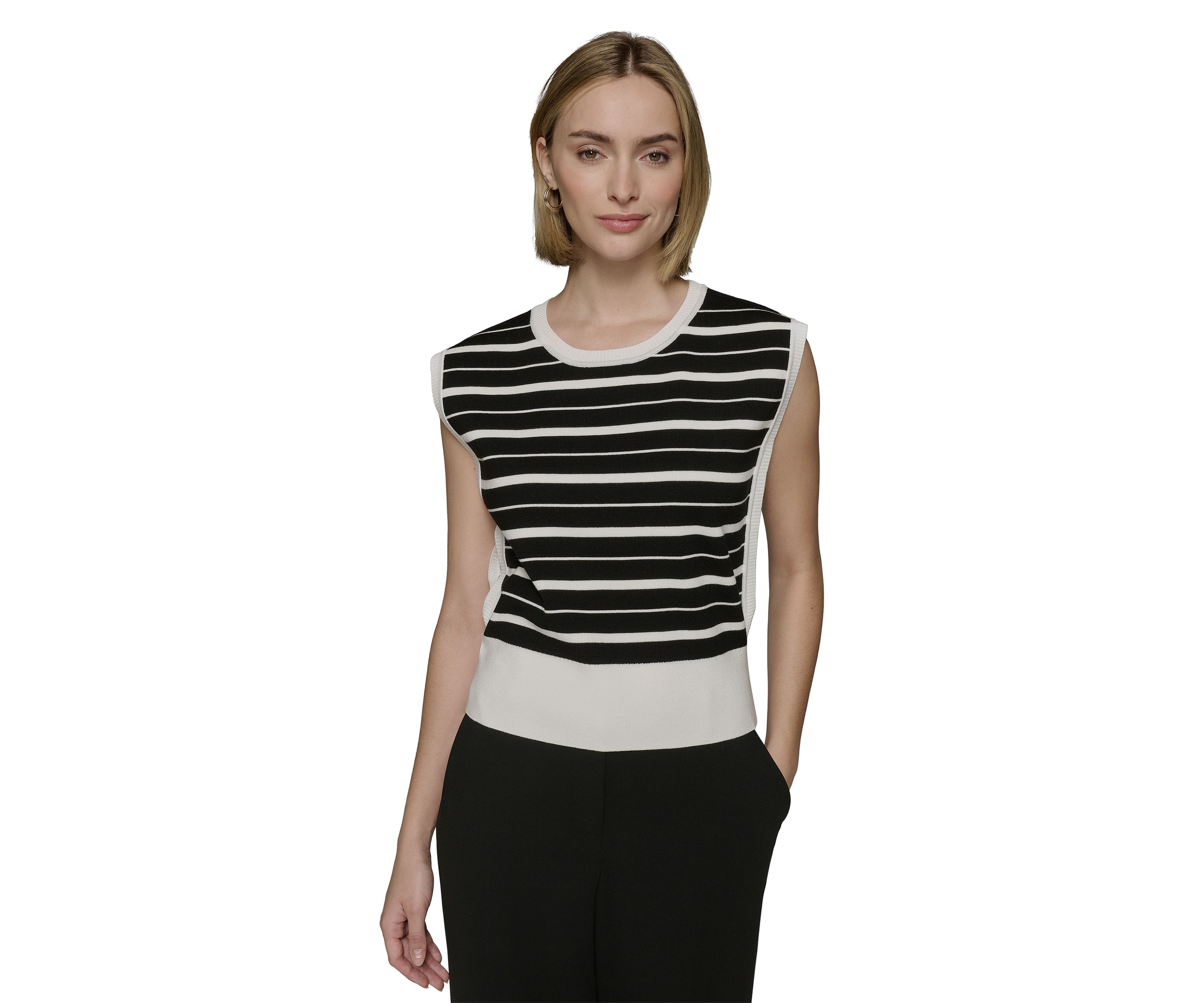 Womens Sleeveless Striped Sweater 
