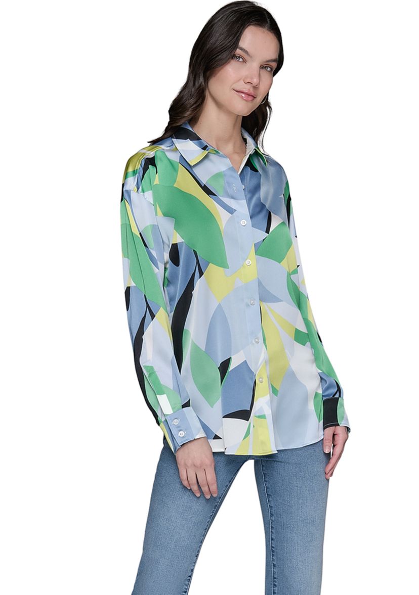 Womens Long Sleeve Geometric Big Shirt