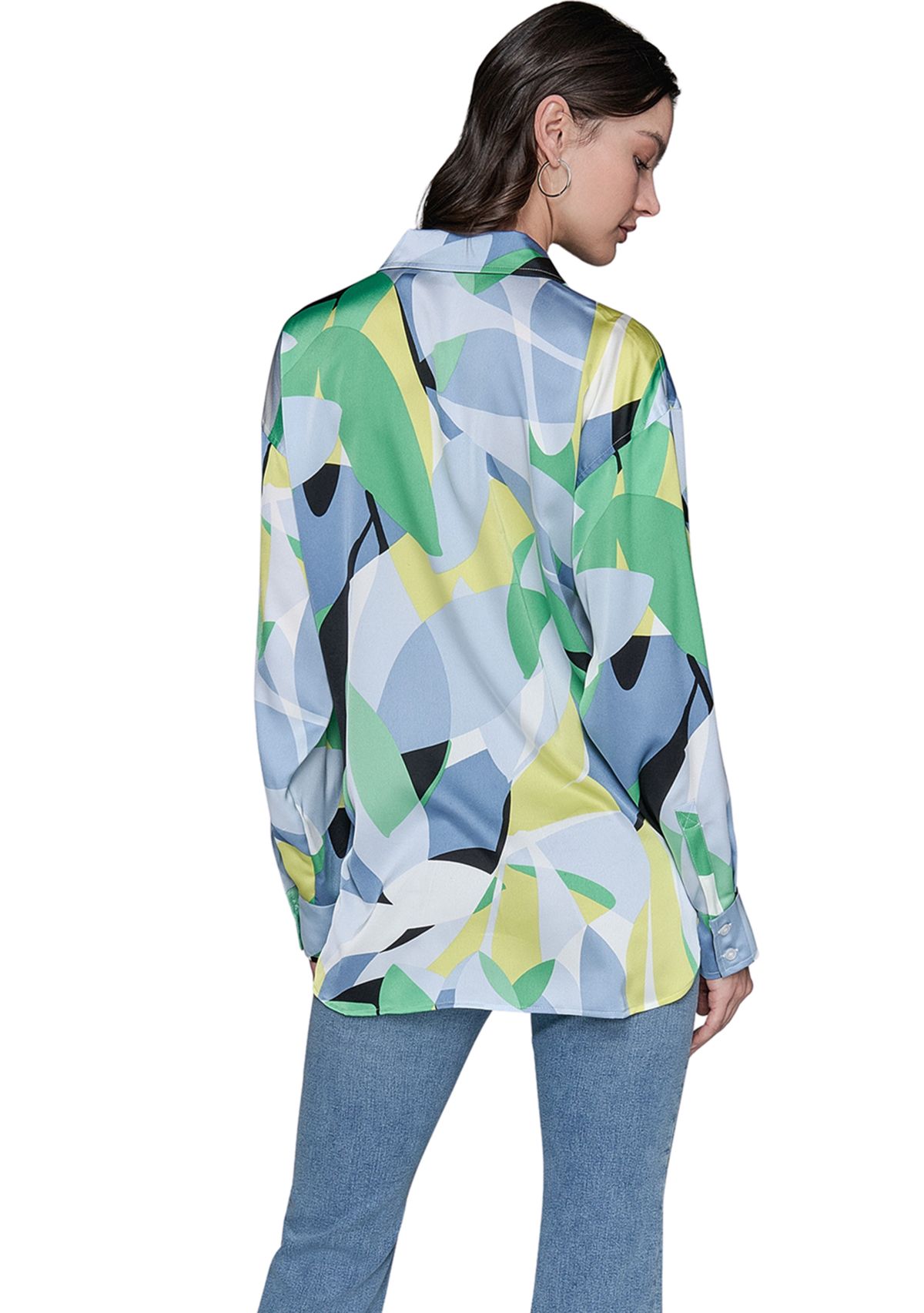 Womens Long Sleeve Geometric Big Shirt