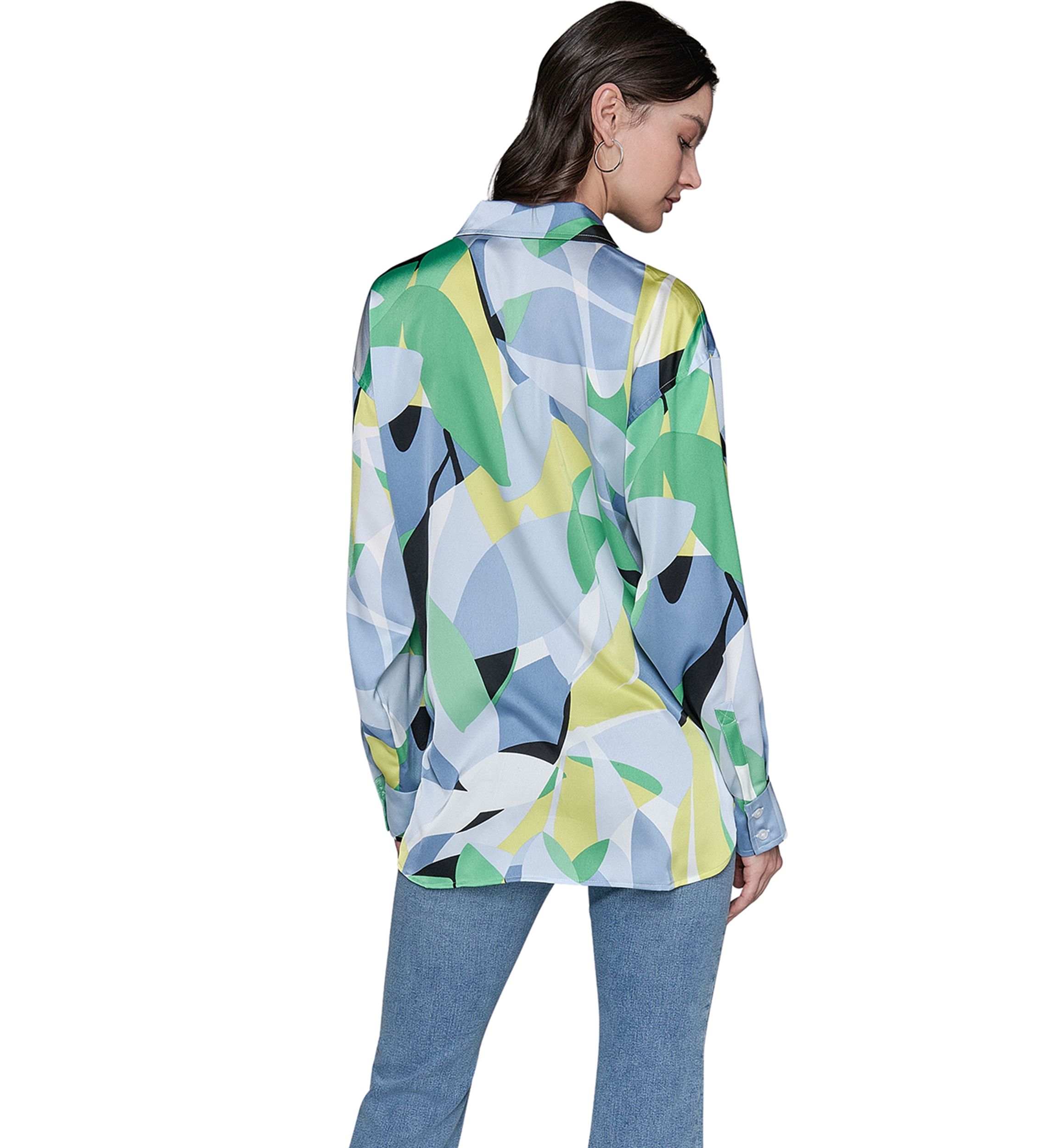 Womens Long Sleeve Geometric Big Shirt