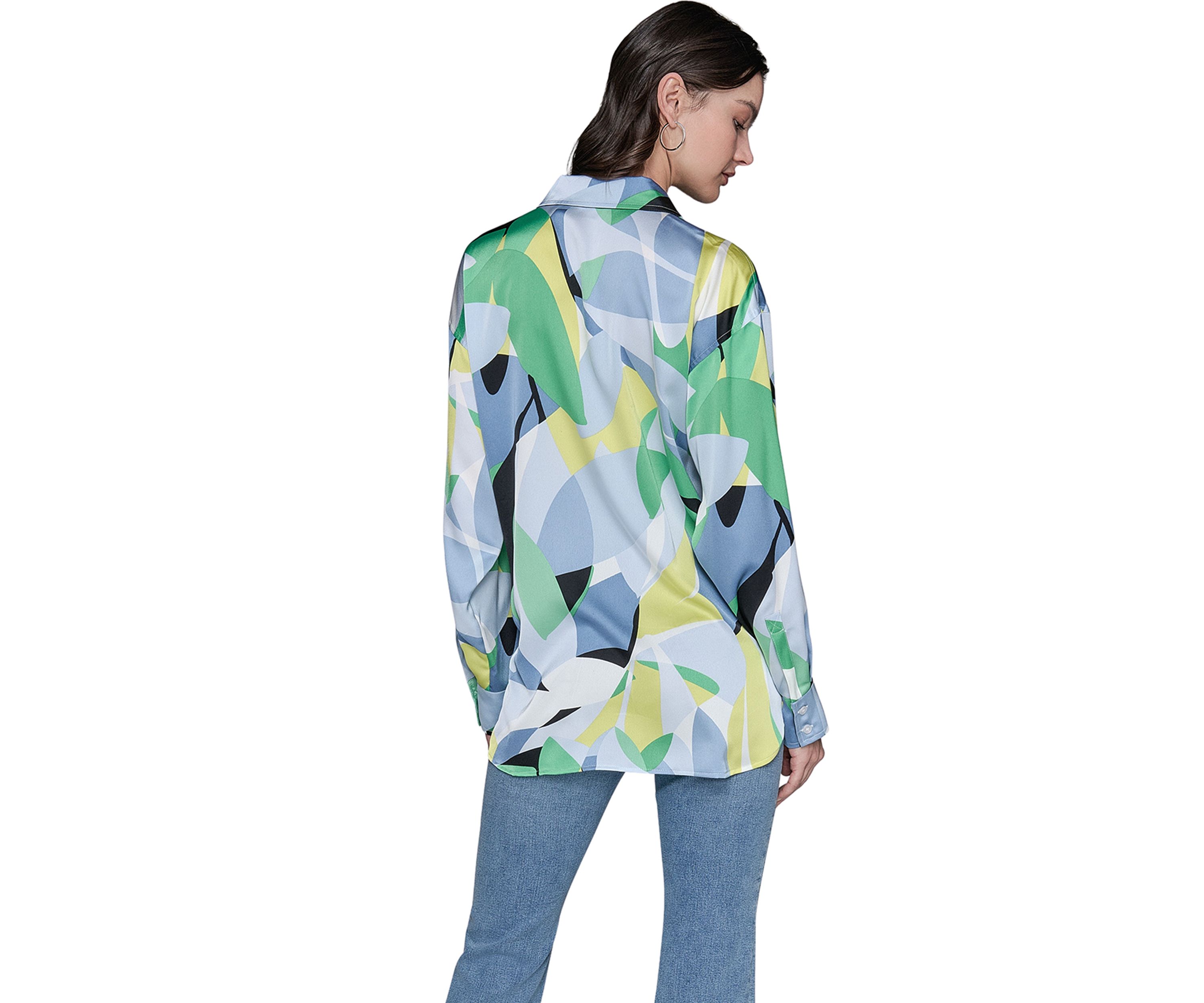 Womens Long Sleeve Geometric Big Shirt