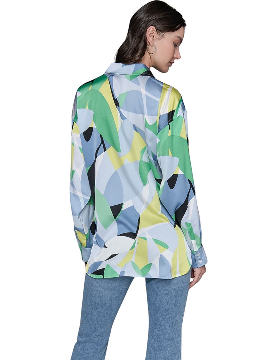 Womens Long Sleeve Geometric Big Shirt