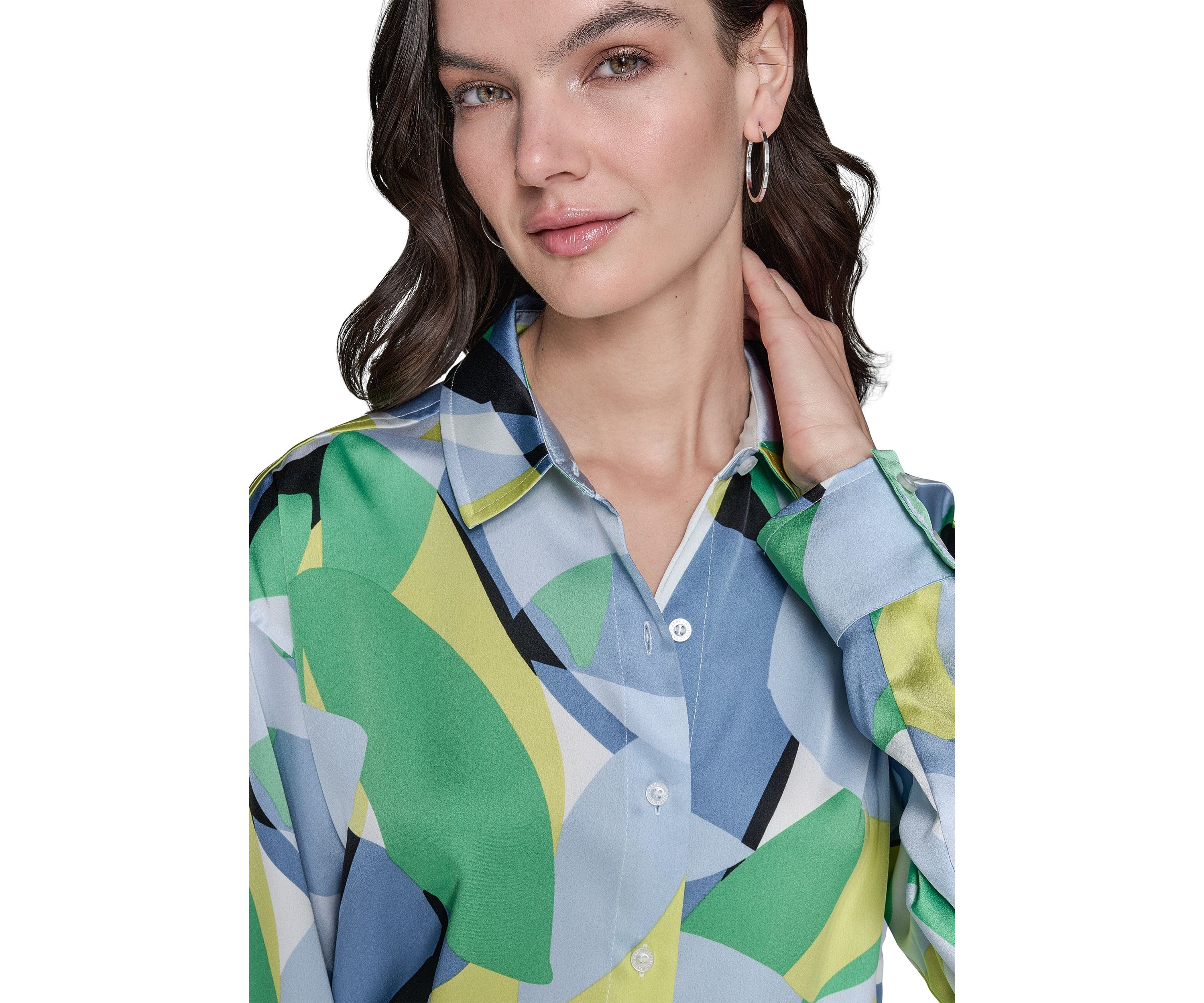 Womens Long Sleeve Geometric Big Shirt