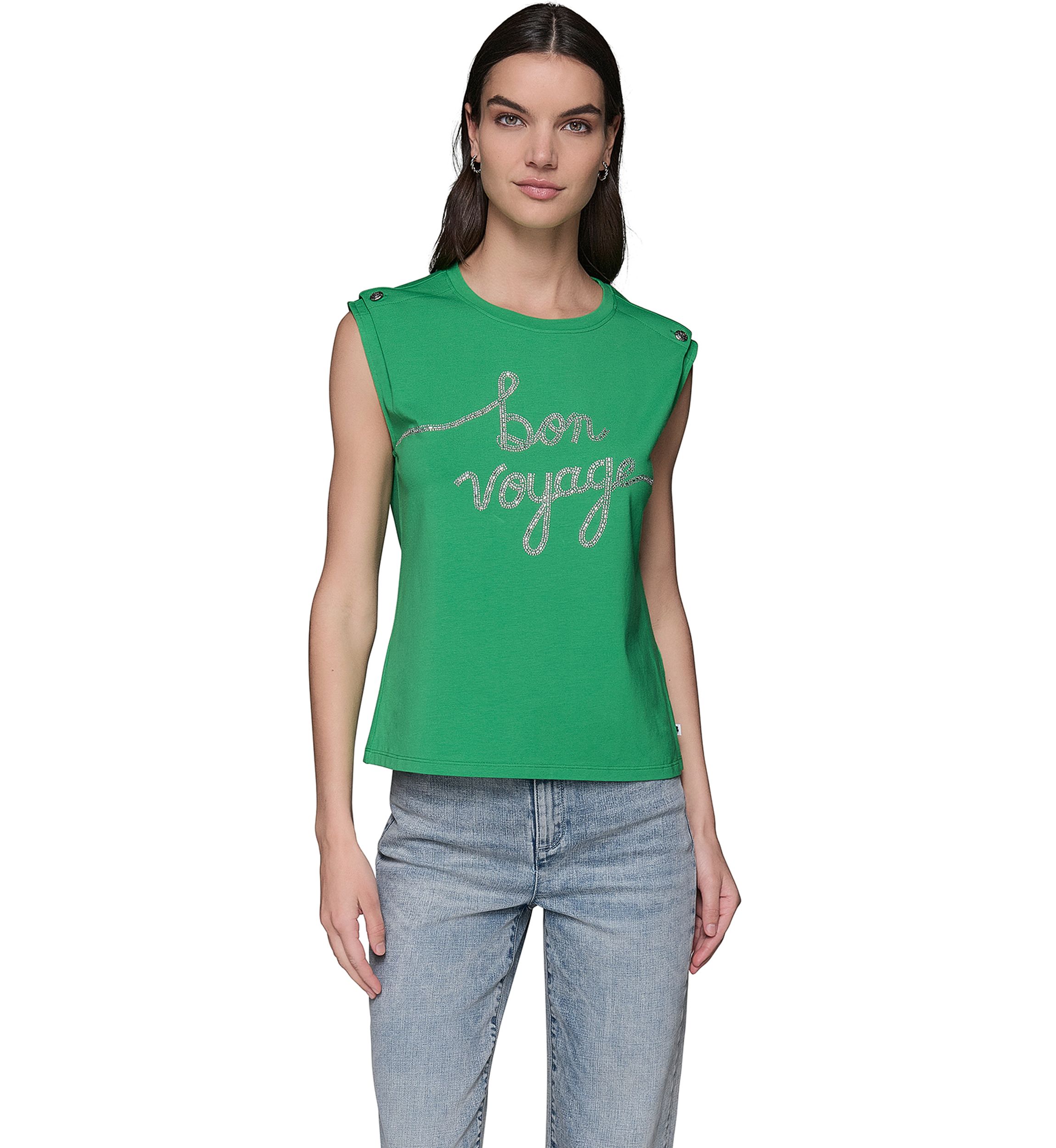 Womens Cap Sleeve Bon Voyage Knit Top