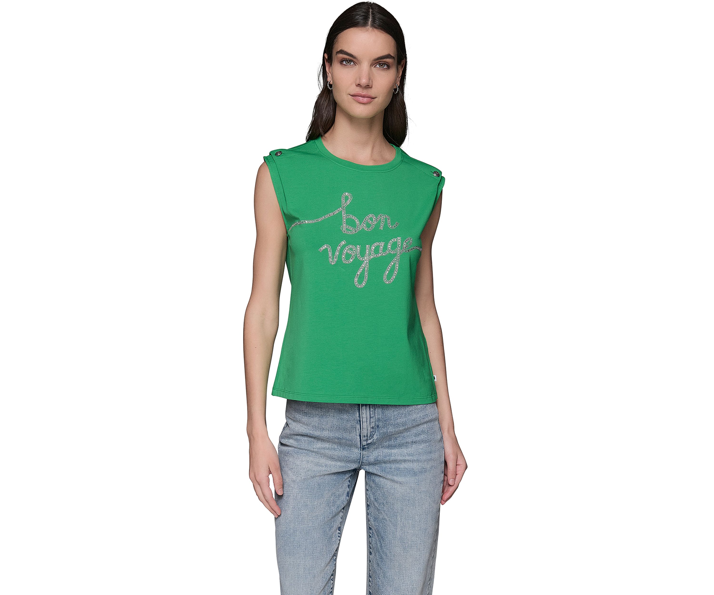 Womens Cap Sleeve Bon Voyage Knit Top