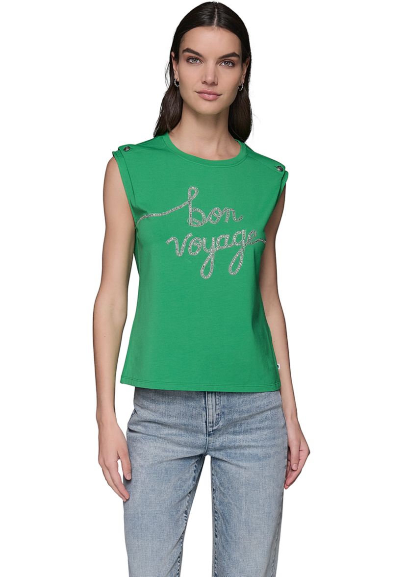 Womens Cap Sleeve Bon Voyage Knit Top
