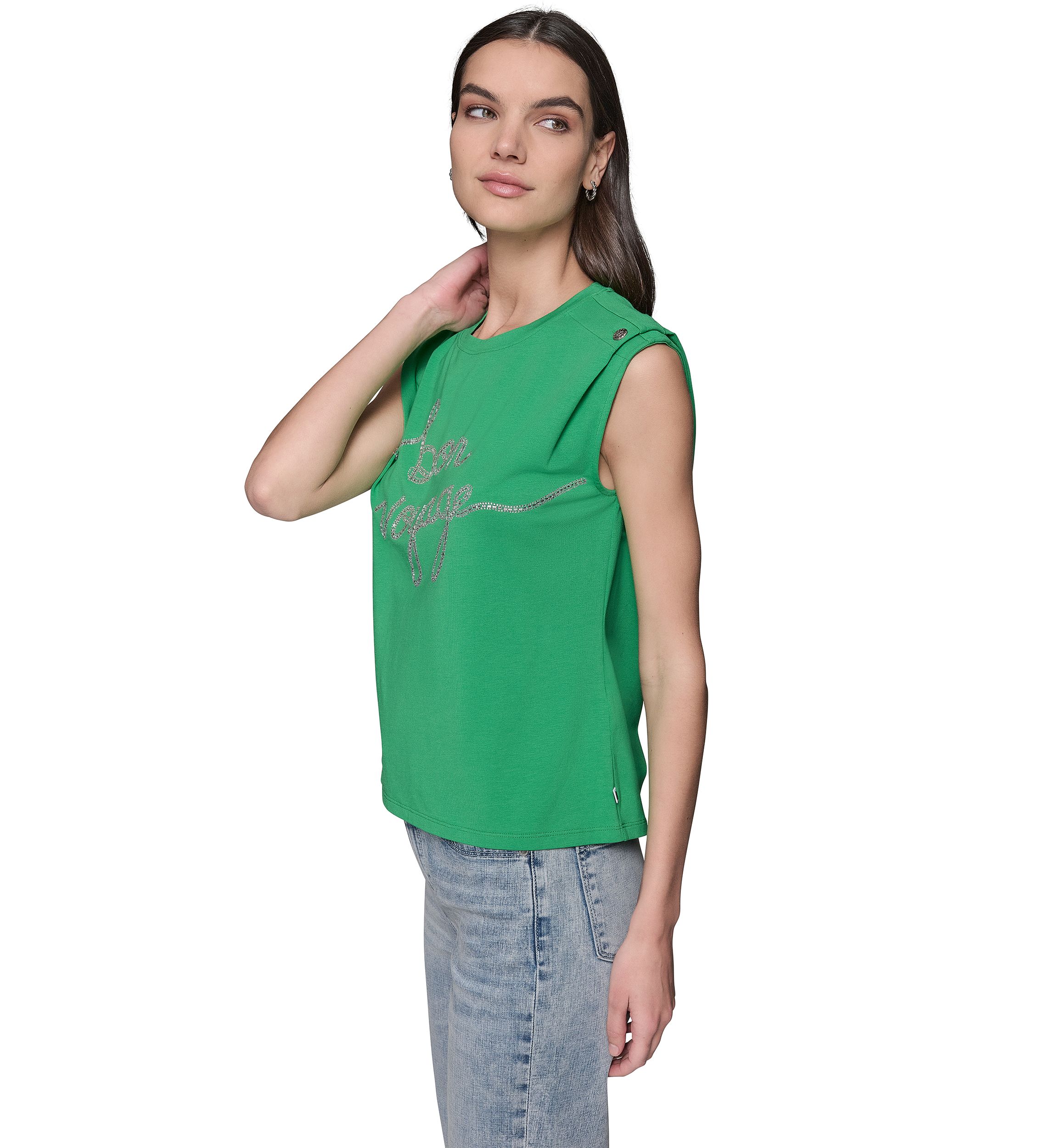 Womens Cap Sleeve Bon Voyage Knit Top