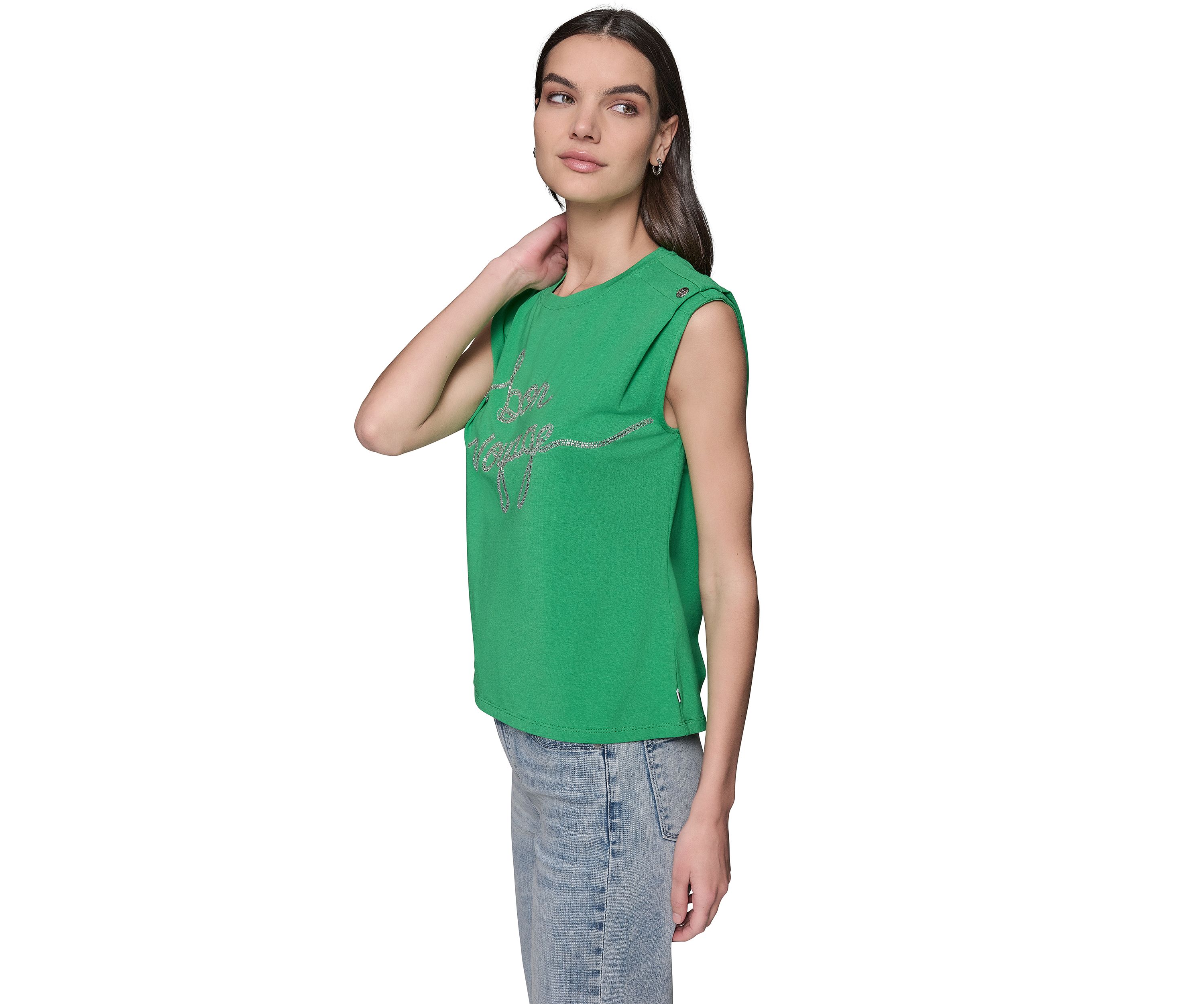 Womens Cap Sleeve Bon Voyage Knit Top