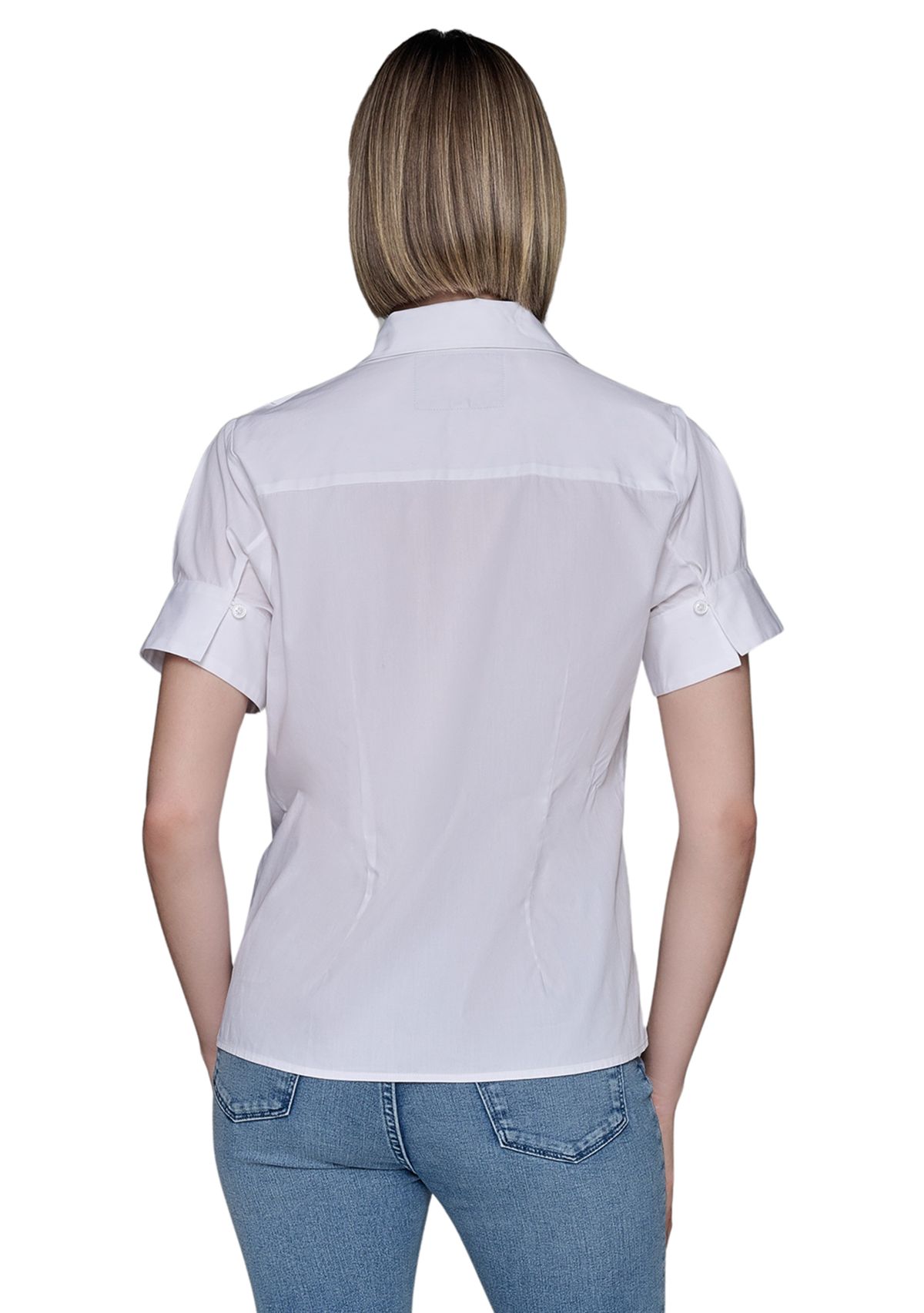 Womens Rose Shoulder Button Down Top