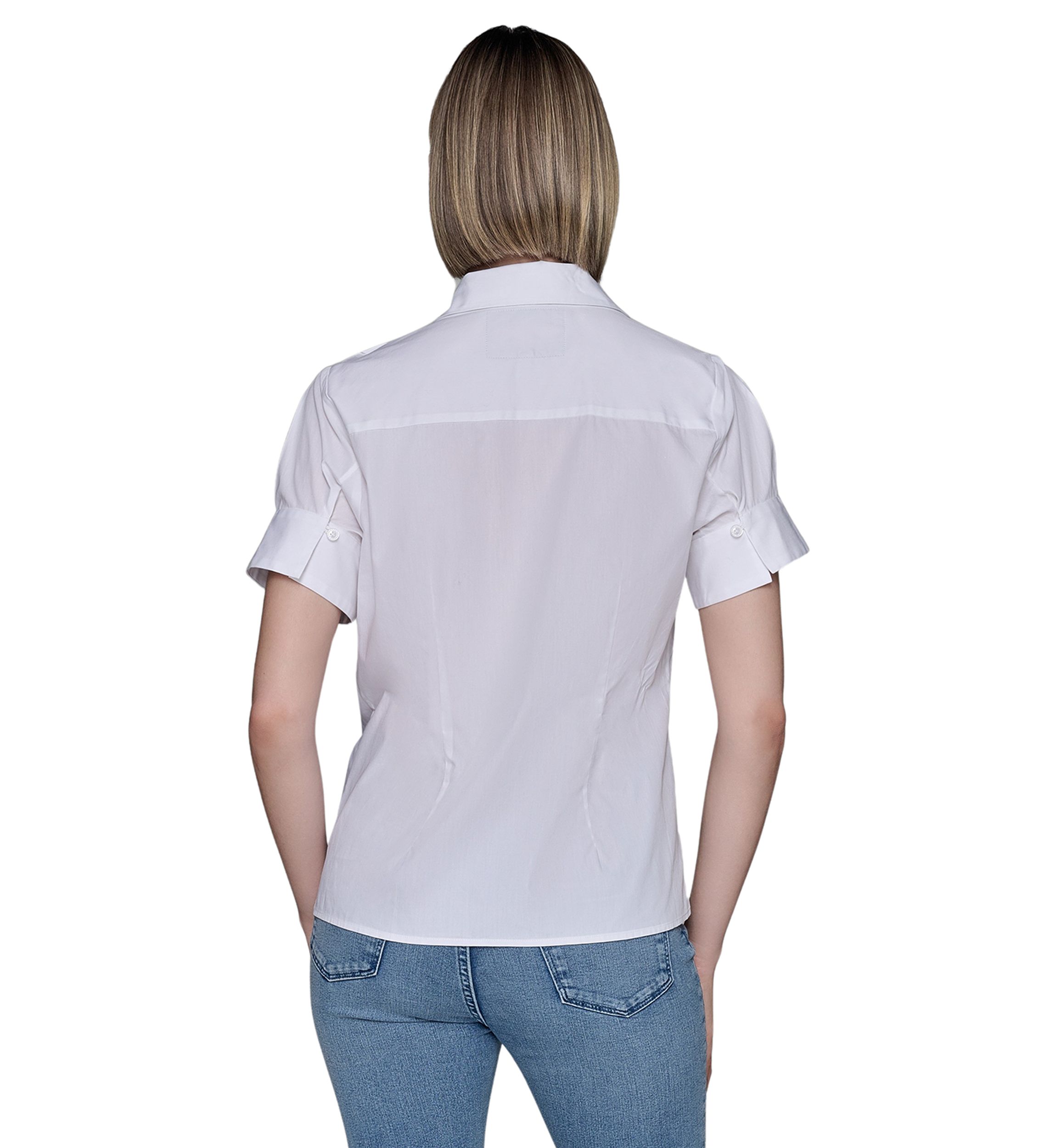 Womens Rose Shoulder Button Down Top