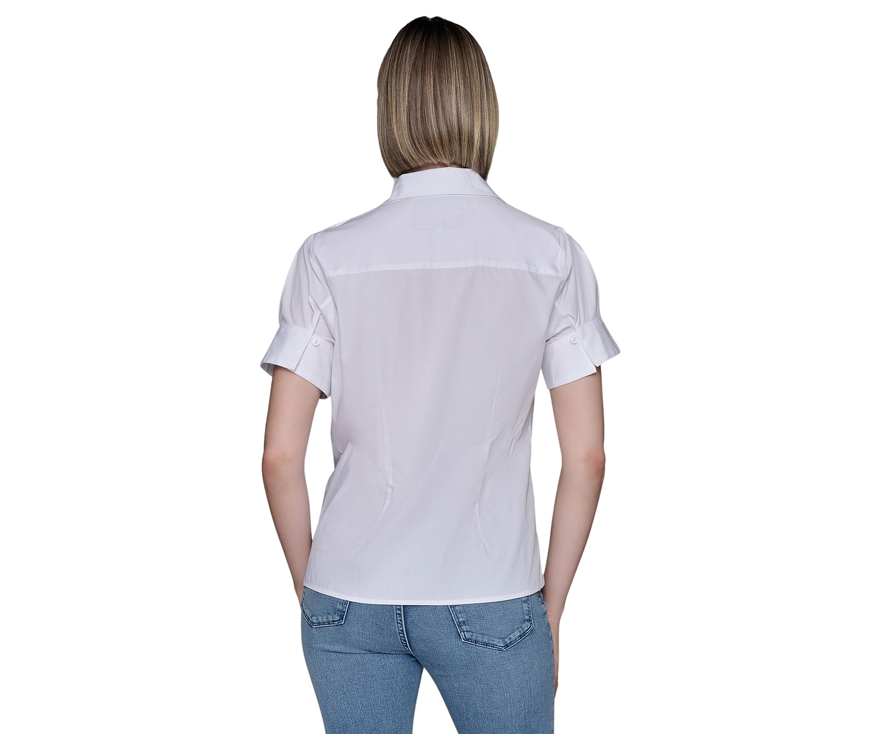 Womens Rose Shoulder Button Down Top