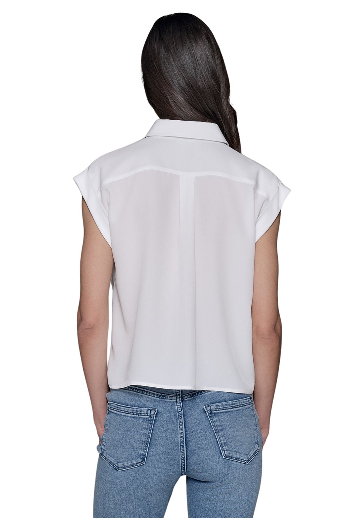 Womens Floral Beaded Camp Shirt