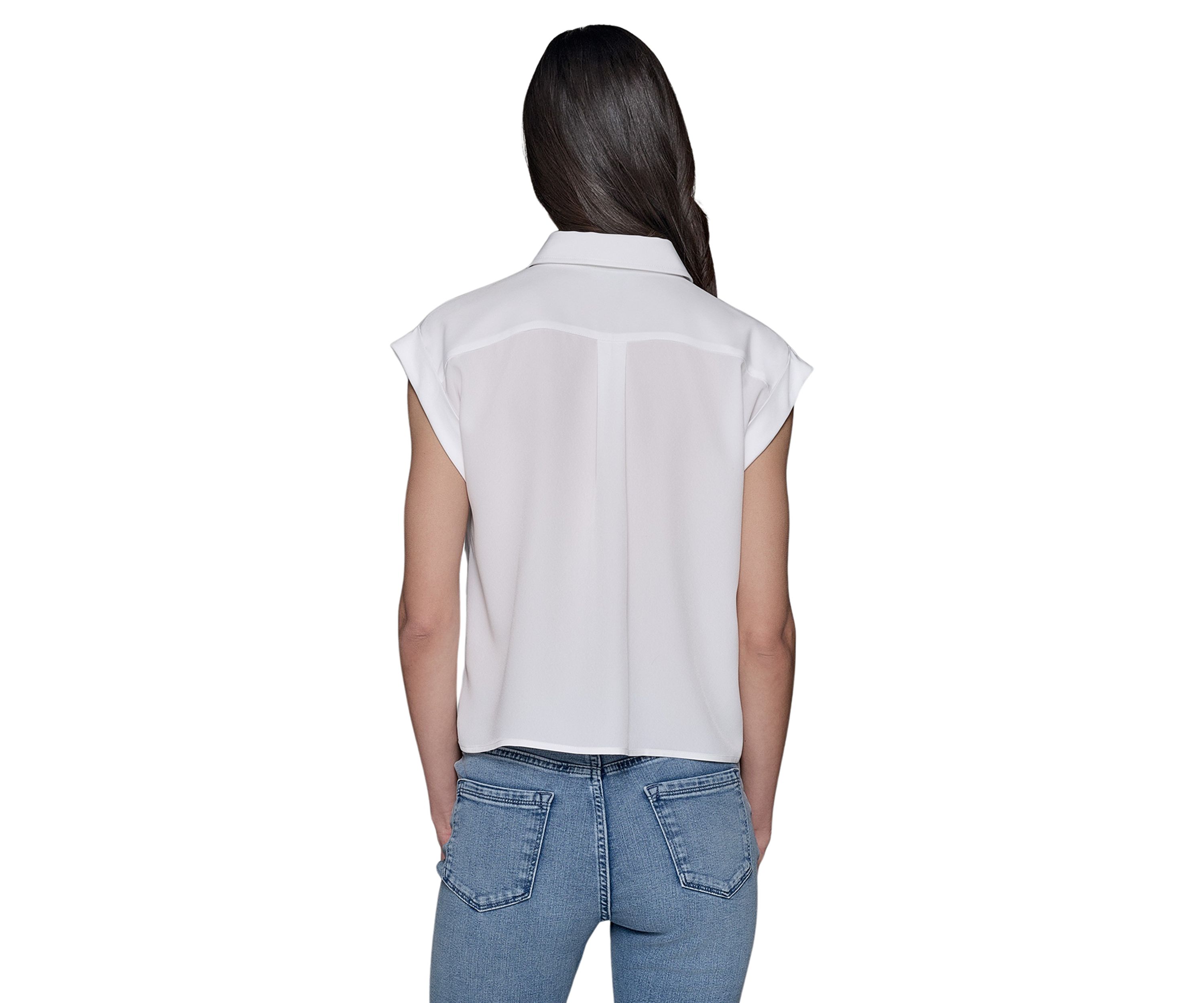 Womens Floral Beaded Camp Shirt