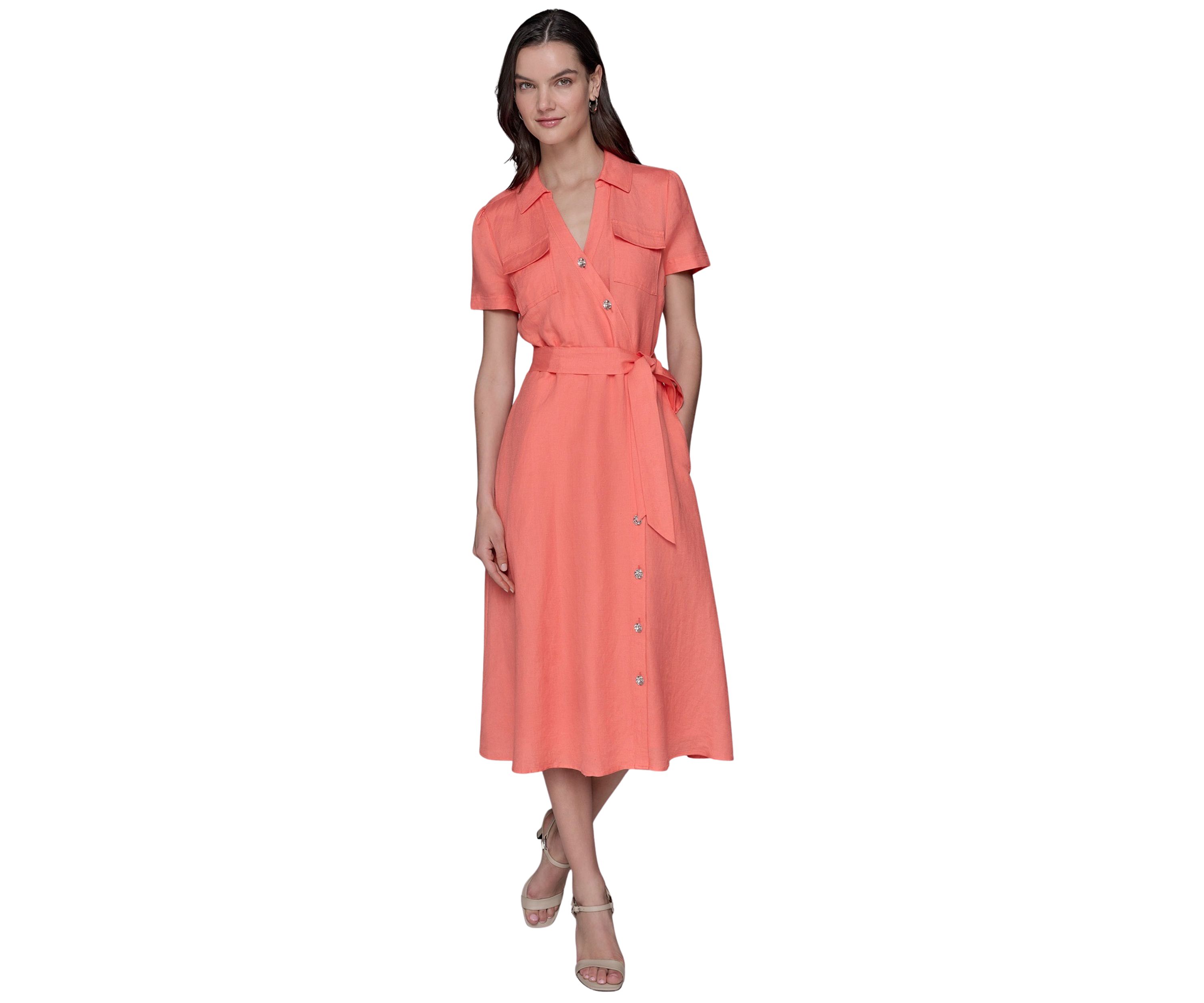 Womens Button Down Linen Dress