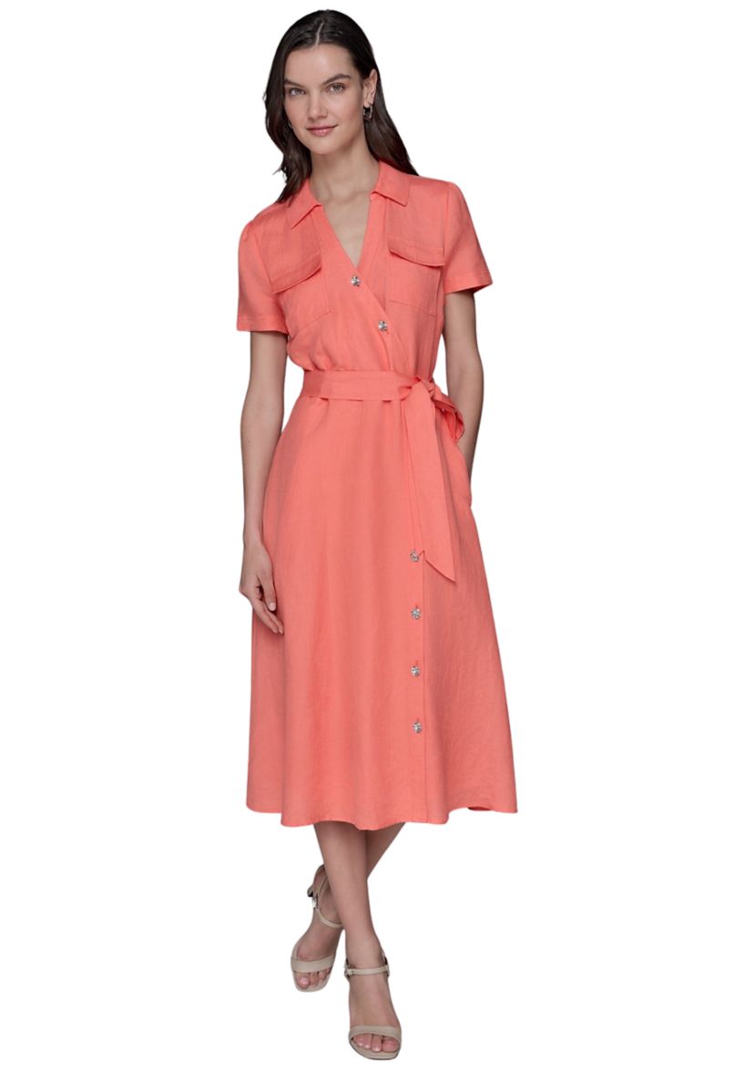 Womens Button Down Linen Dress