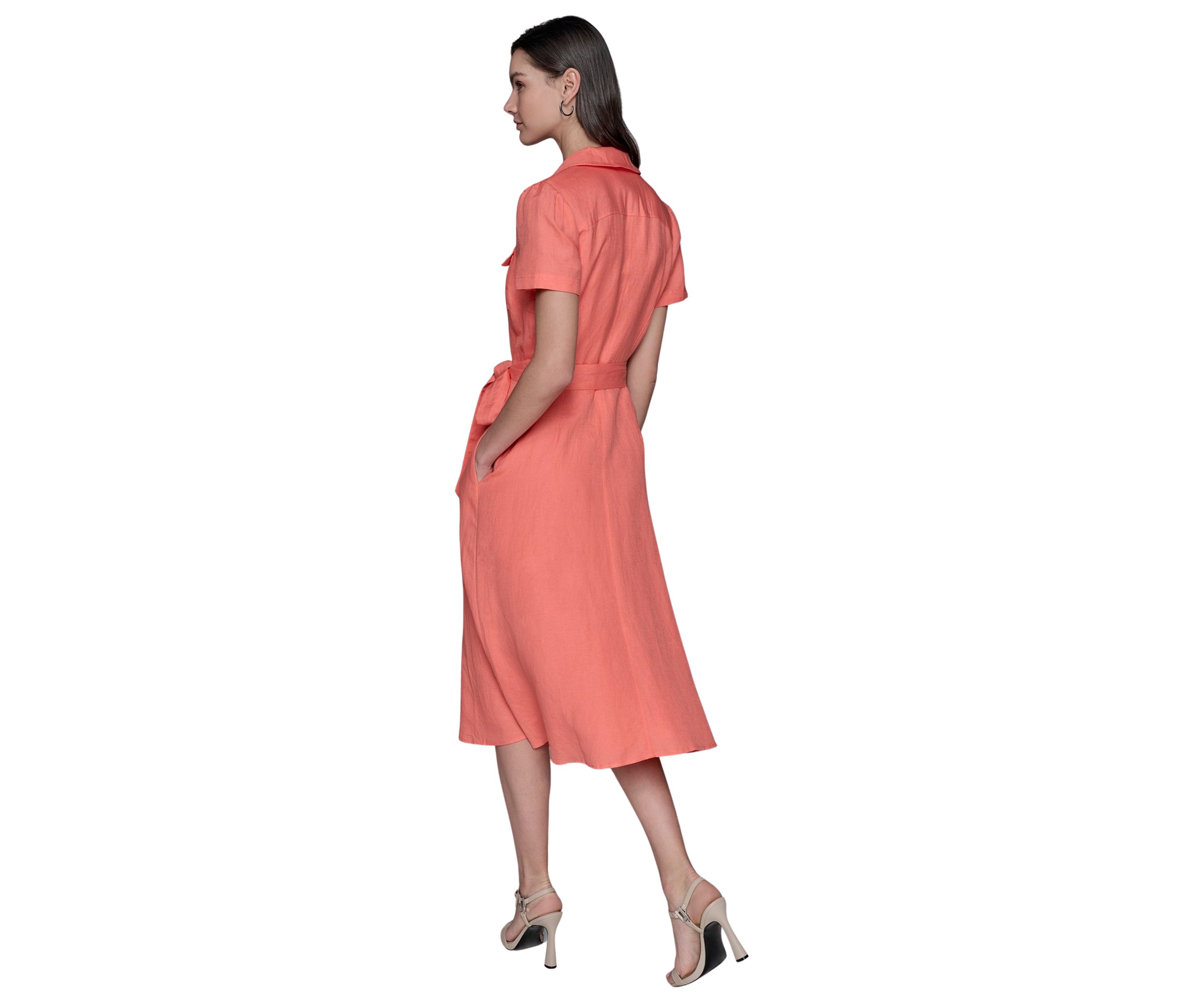 Womens Button Down Linen Dress