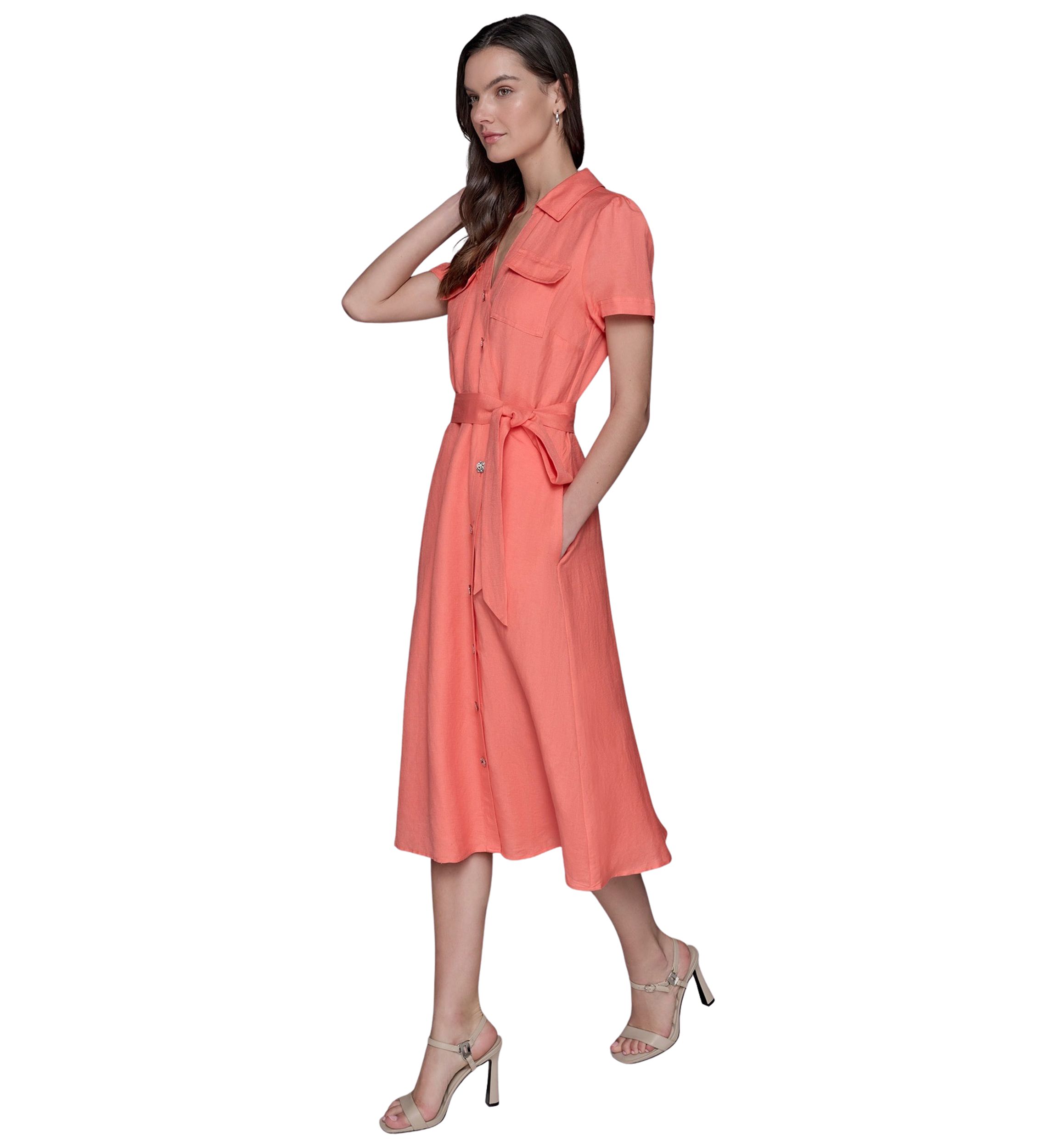 Womens Button Down Linen Dress