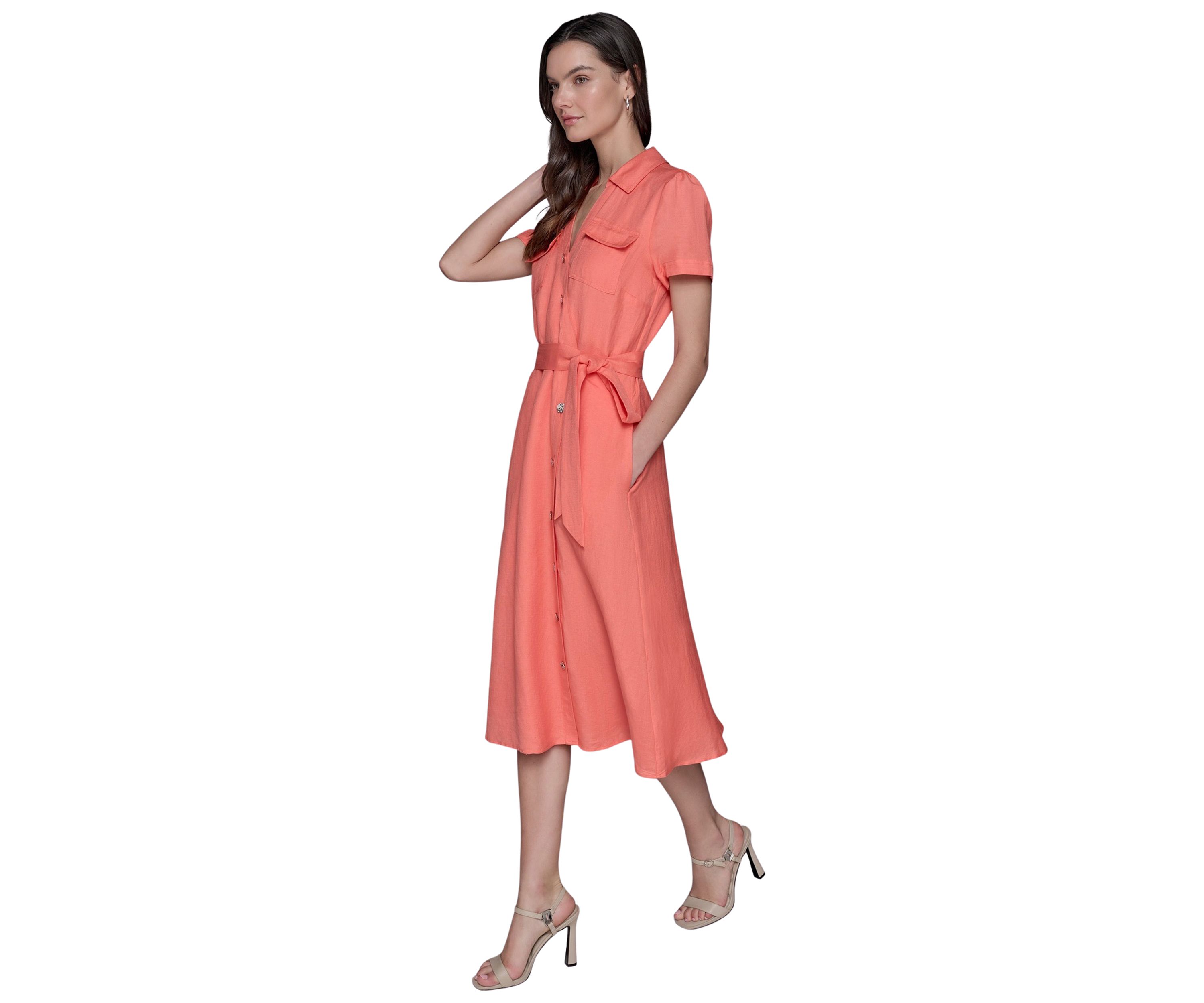 Womens Button Down Linen Dress