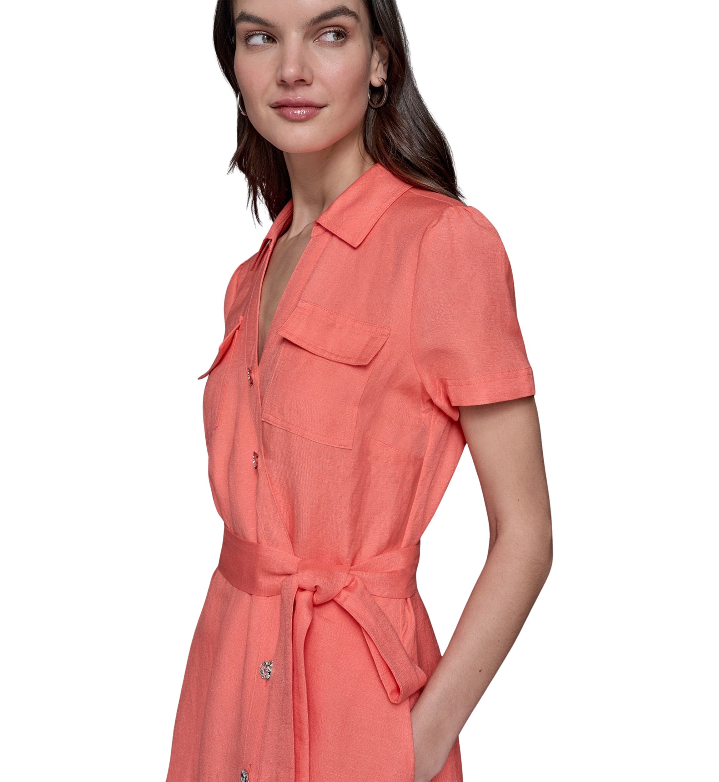 Womens Button Down Linen Dress