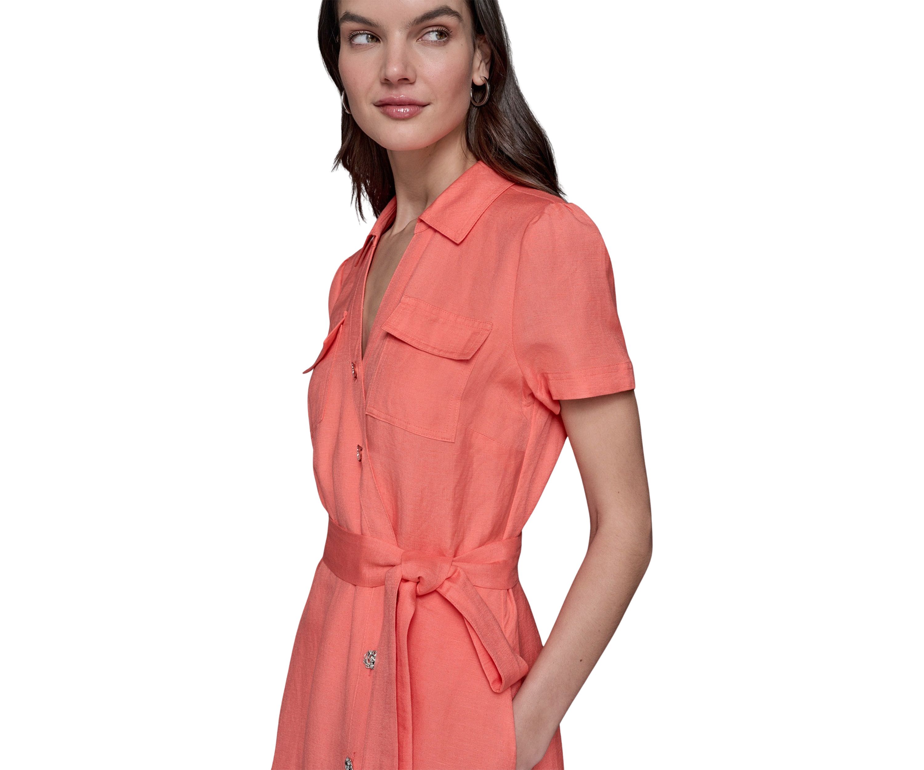 Womens Button Down Linen Dress