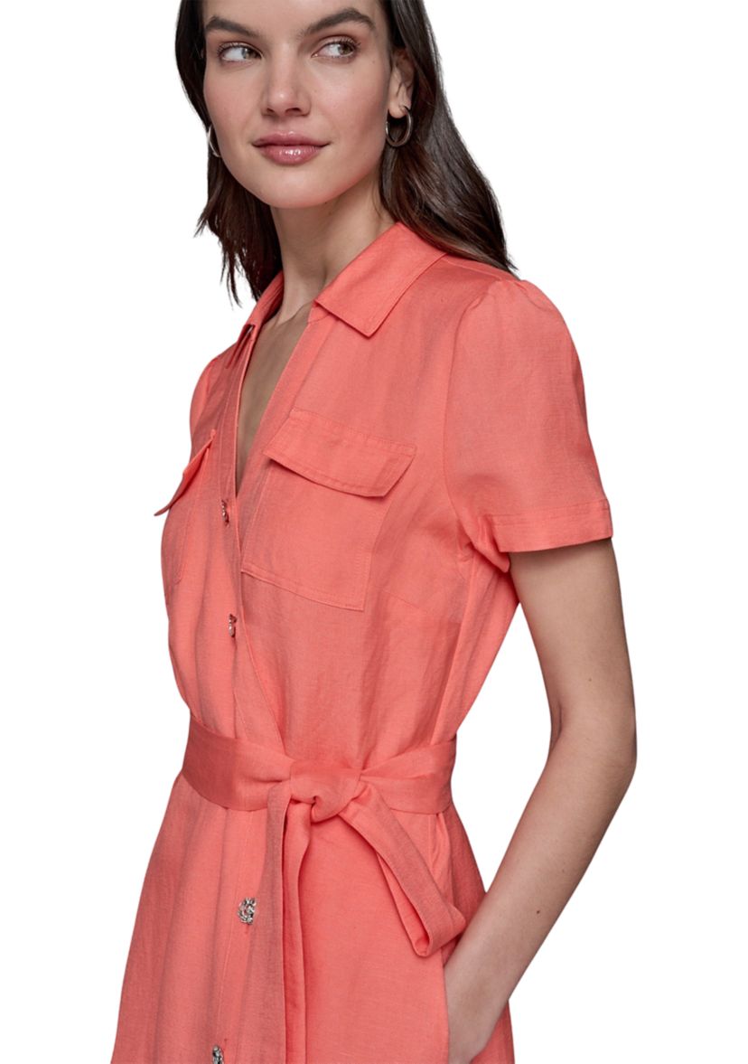 Womens Button Down Linen Dress