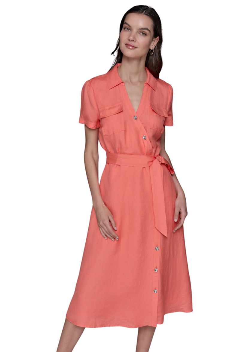 Womens Button Down Linen Dress