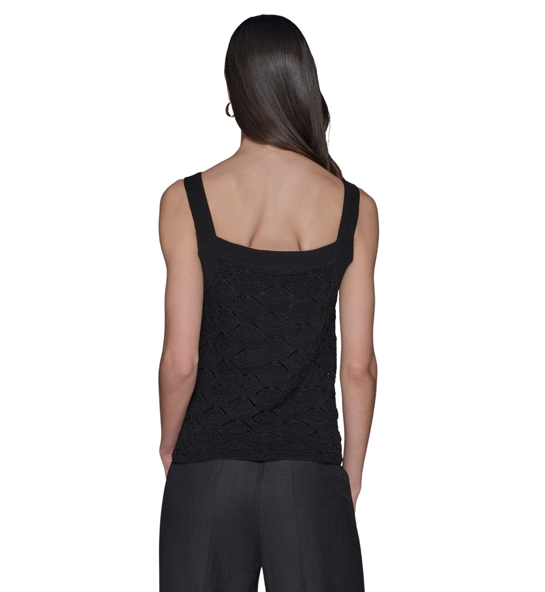Womens Feather Fan Sweater Knit Tank Top