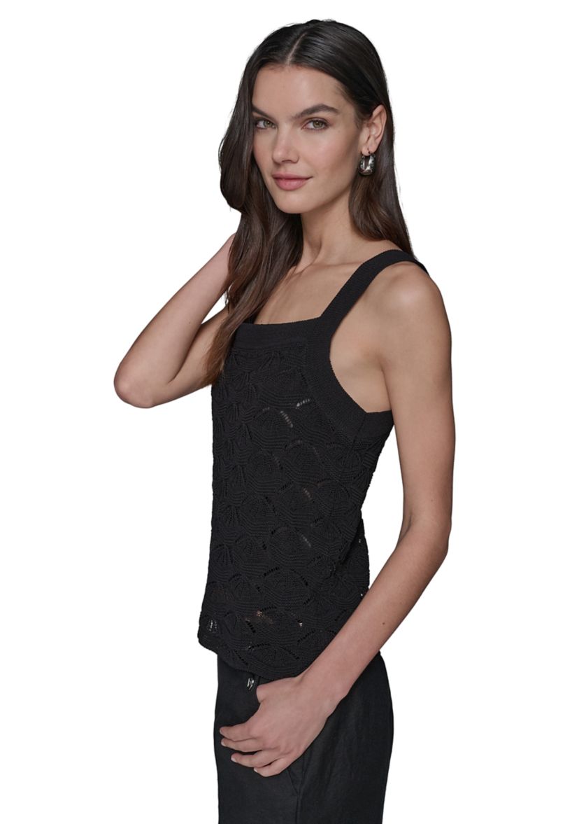 Womens Feather Fan Sweater Knit Tank Top