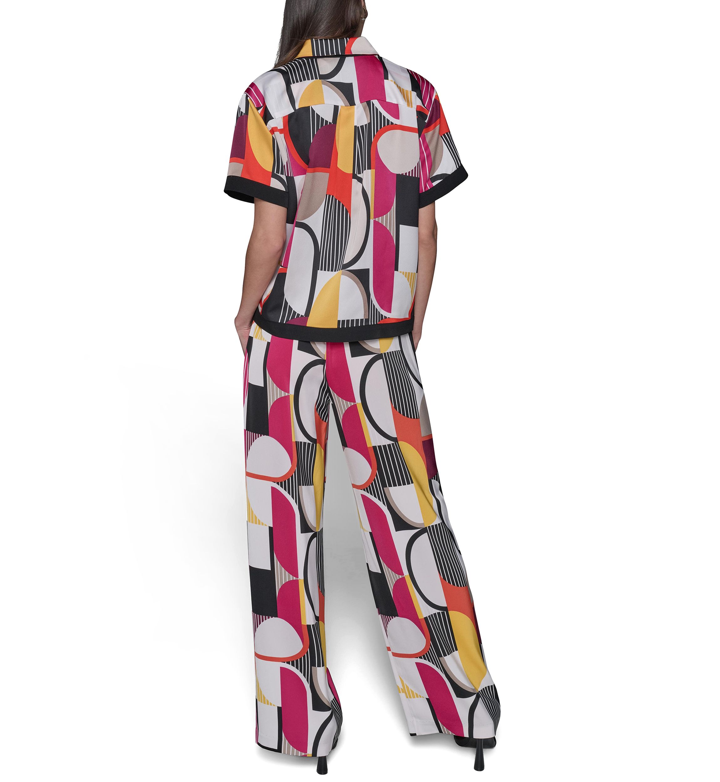 Womens Geo Printed Camp Shirt