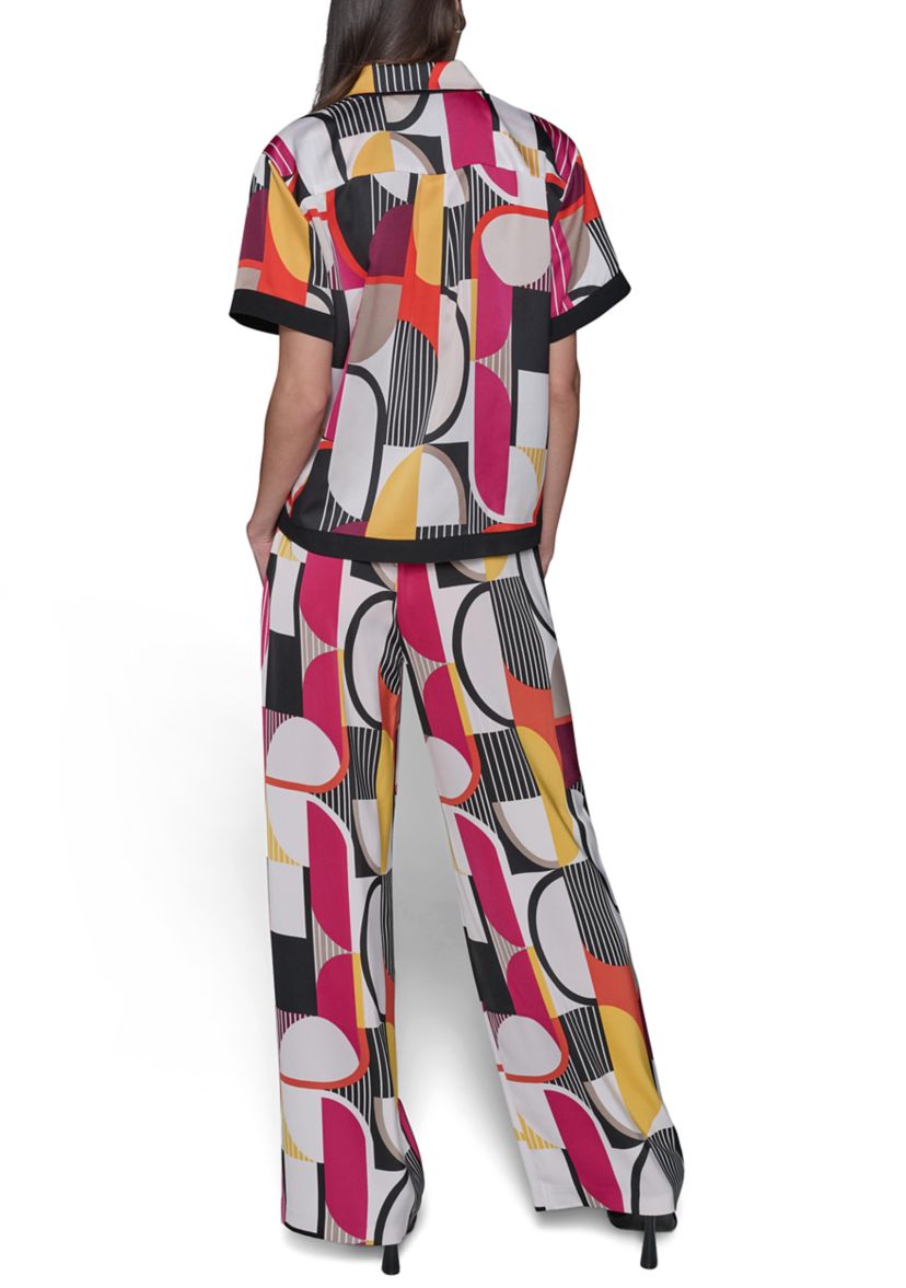 Womens Geo Printed Camp Shirt