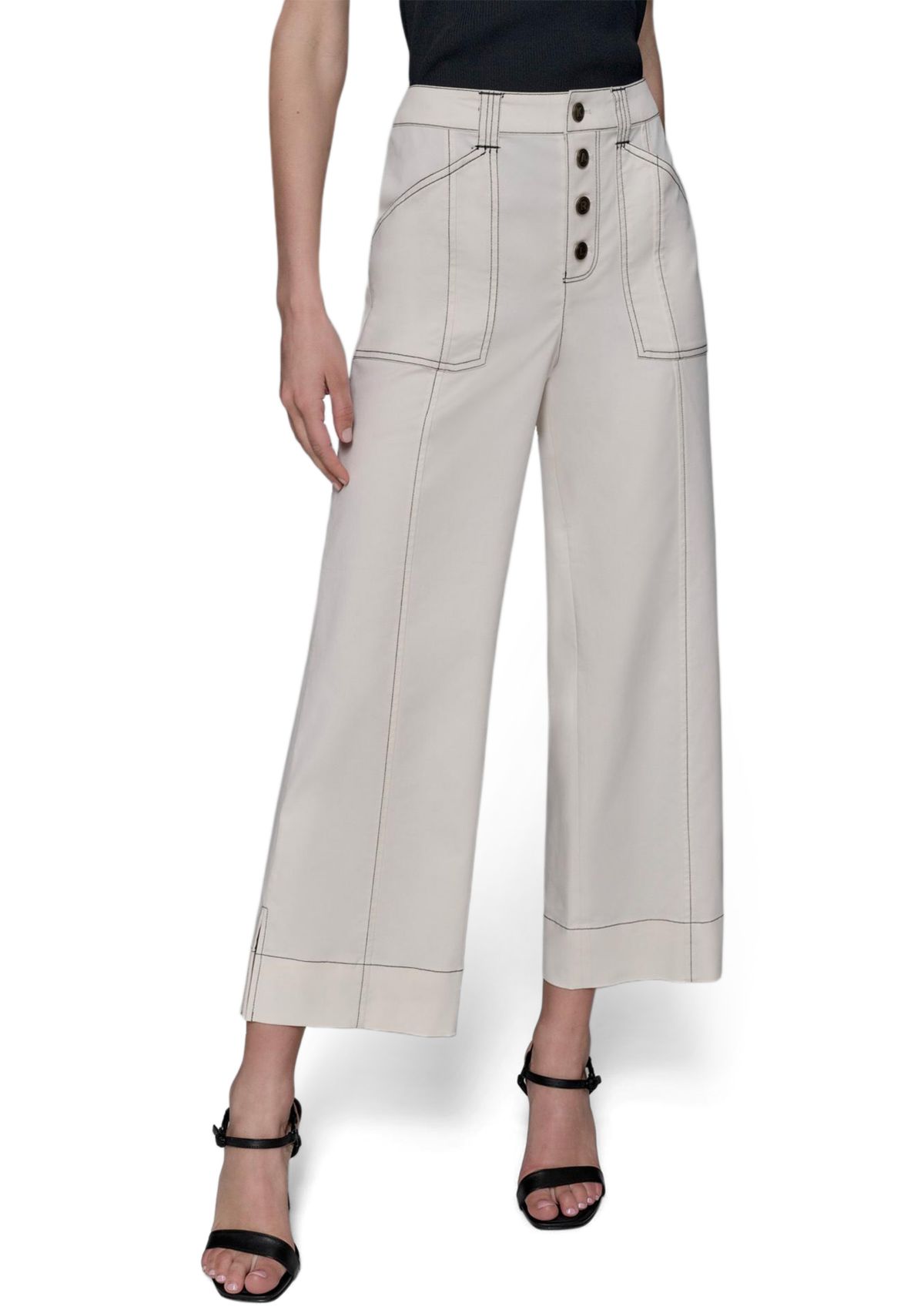 Womens Contrast Stitched Flare Pants
