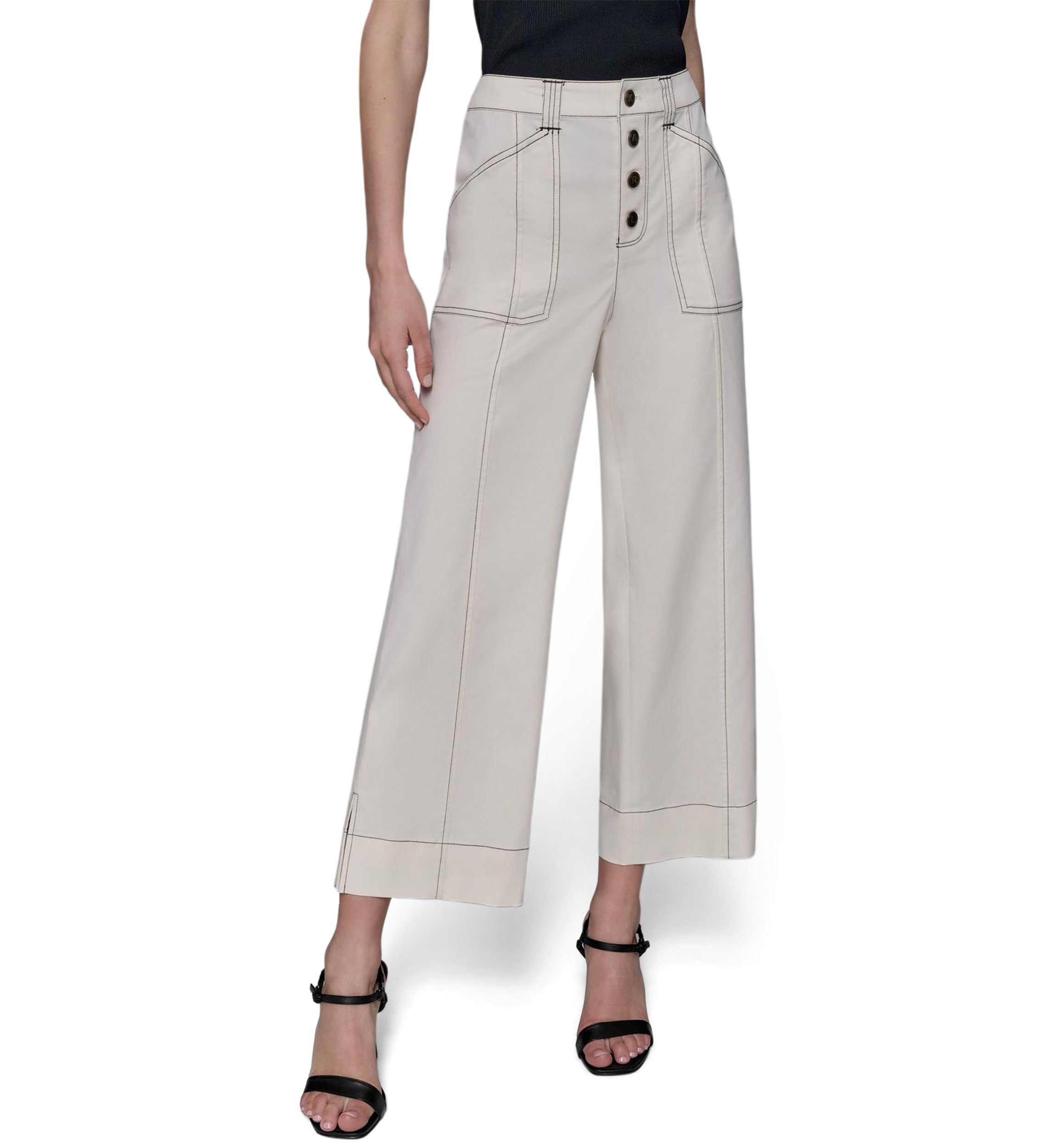 Womens Contrast Stitched Flare Pants